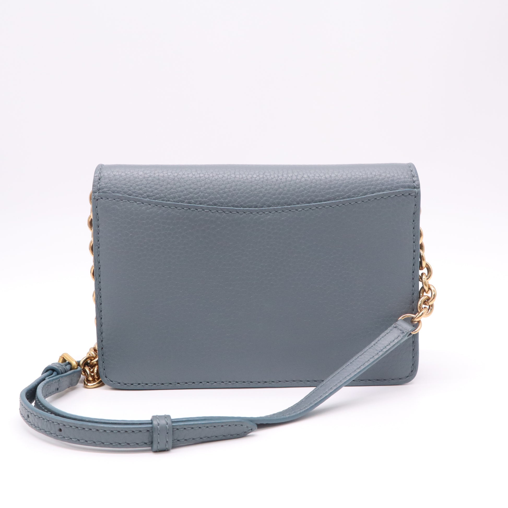Blue Pebbled Leather Hampshire Wallet On Chain B22962