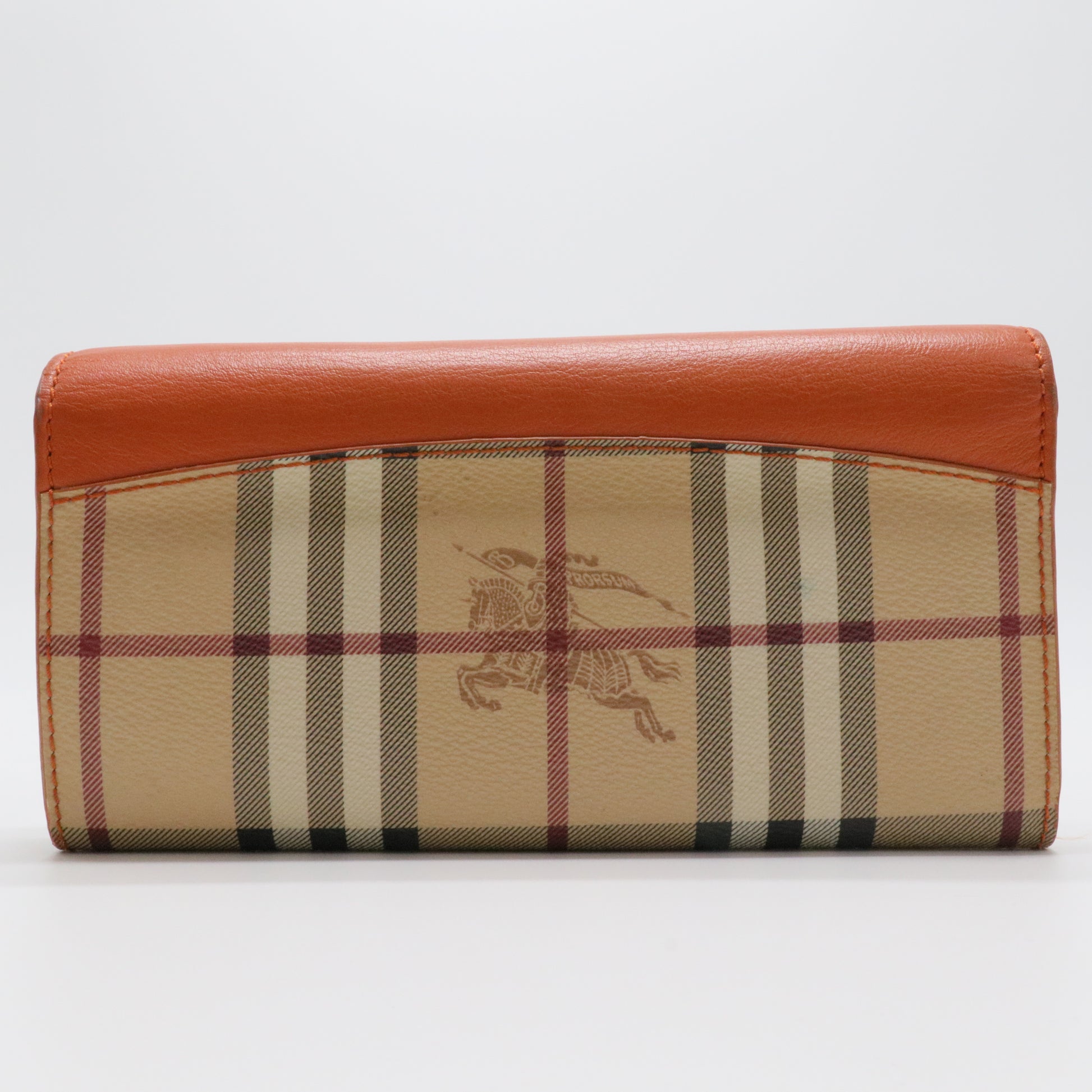 Beige/Rust Haymarket Check Canvas and Leather Flap Continental Wallet