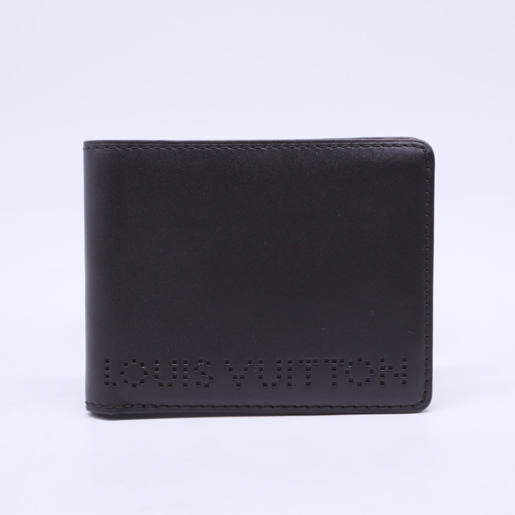 Black Leather Perforated Logo Bifold Wallet W20537