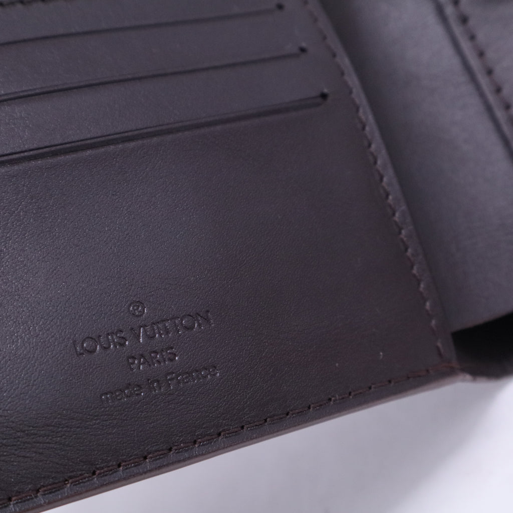 Black Leather Perforated Logo Bifold Wallet W20537