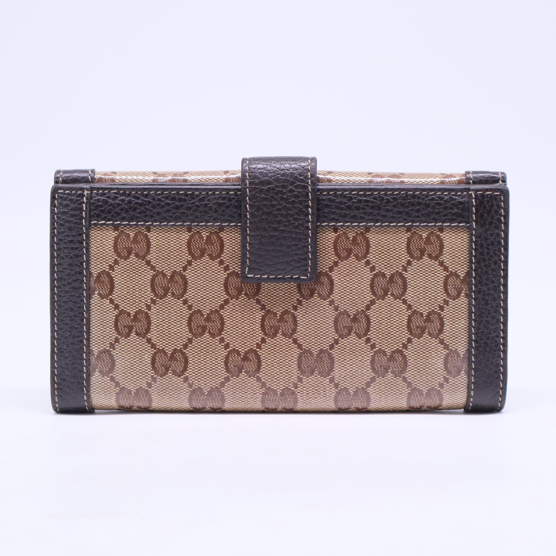 Brown and Tan Continental Wallet with Iconic GG Pattern