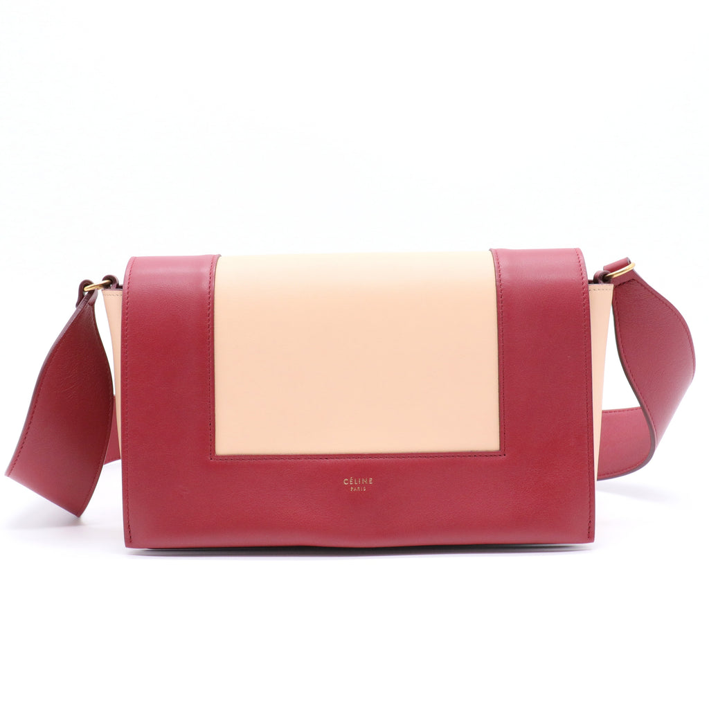 Shiny Smooth Calfskin Medium Frame Shoulder Bag Ruby Nude