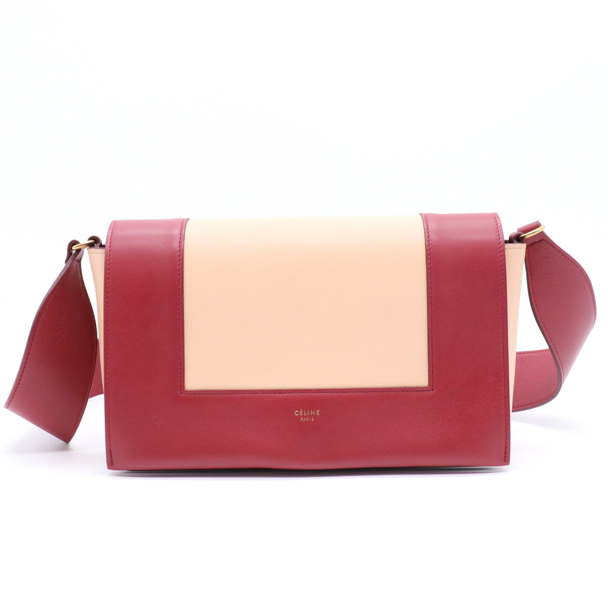Shiny Smooth Calfskin Medium Frame Shoulder Bag Ruby Nude