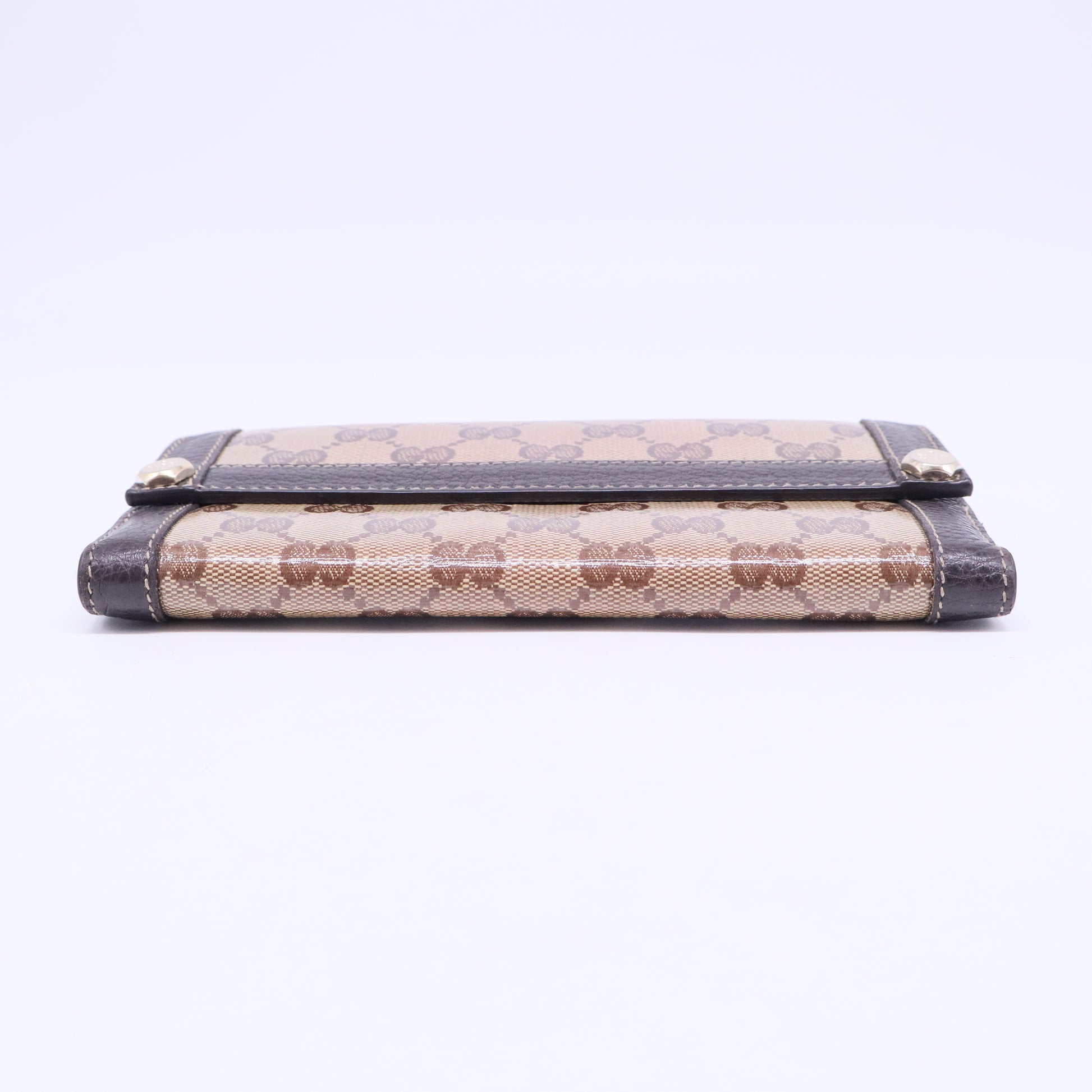 Brown and Tan Continental Wallet with Iconic GG Pattern