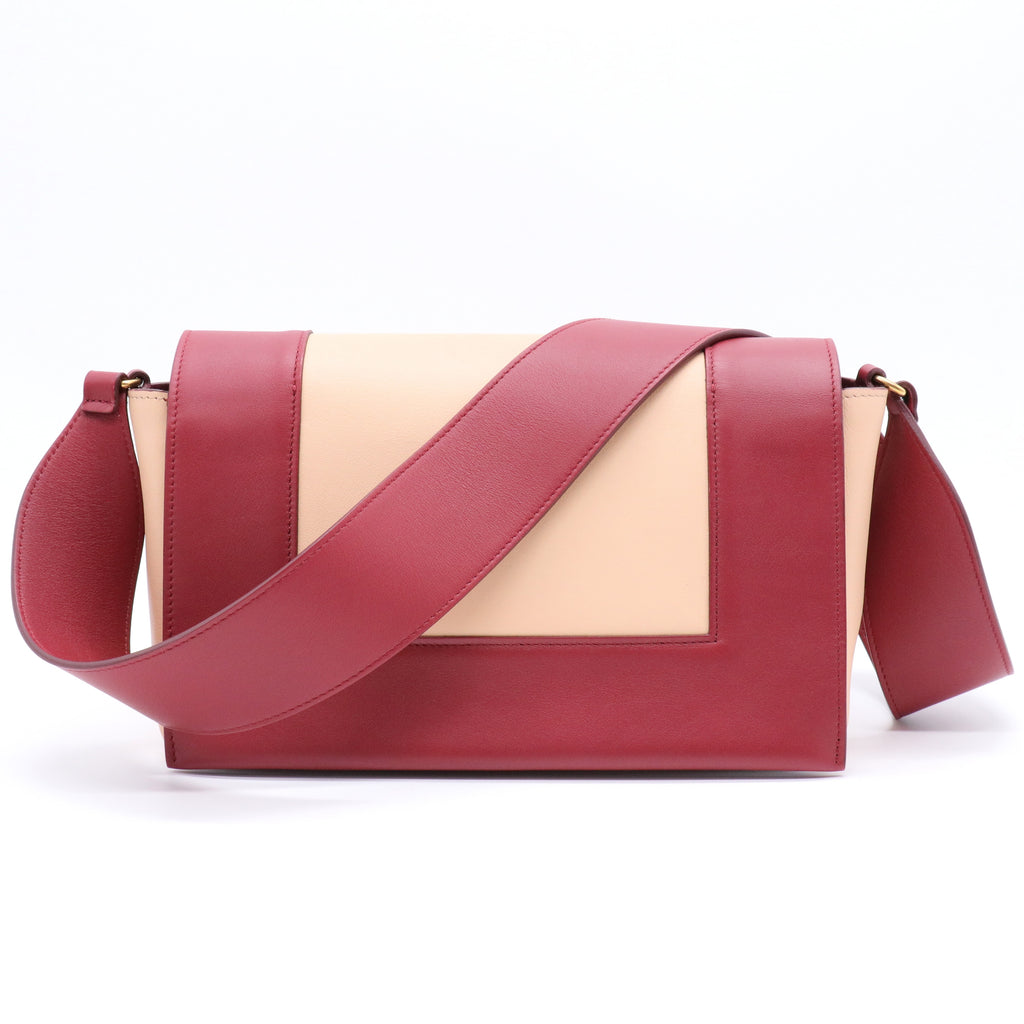 Shiny Smooth Calfskin Medium Frame Shoulder Bag Ruby Nude