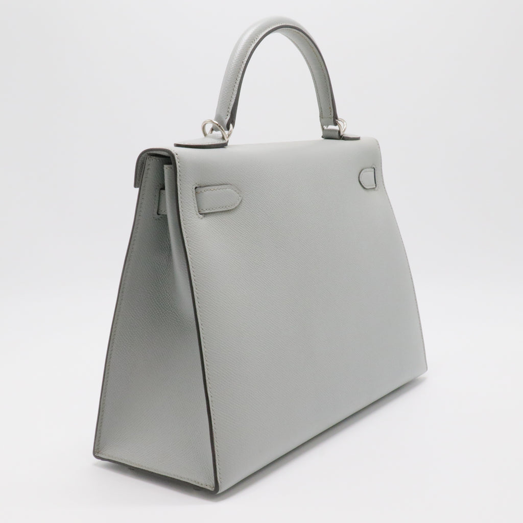 Kelly Sellier 32 Epsom Leather Palladium Hardware 8U-Bleu Glacier