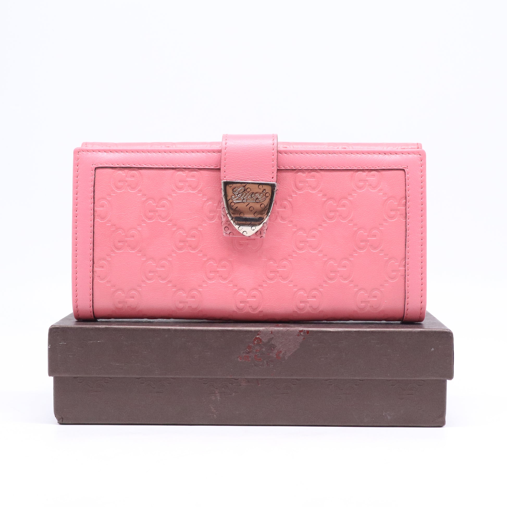 Gucci Guccissima Leather Script Logo Continental Wallet W21077