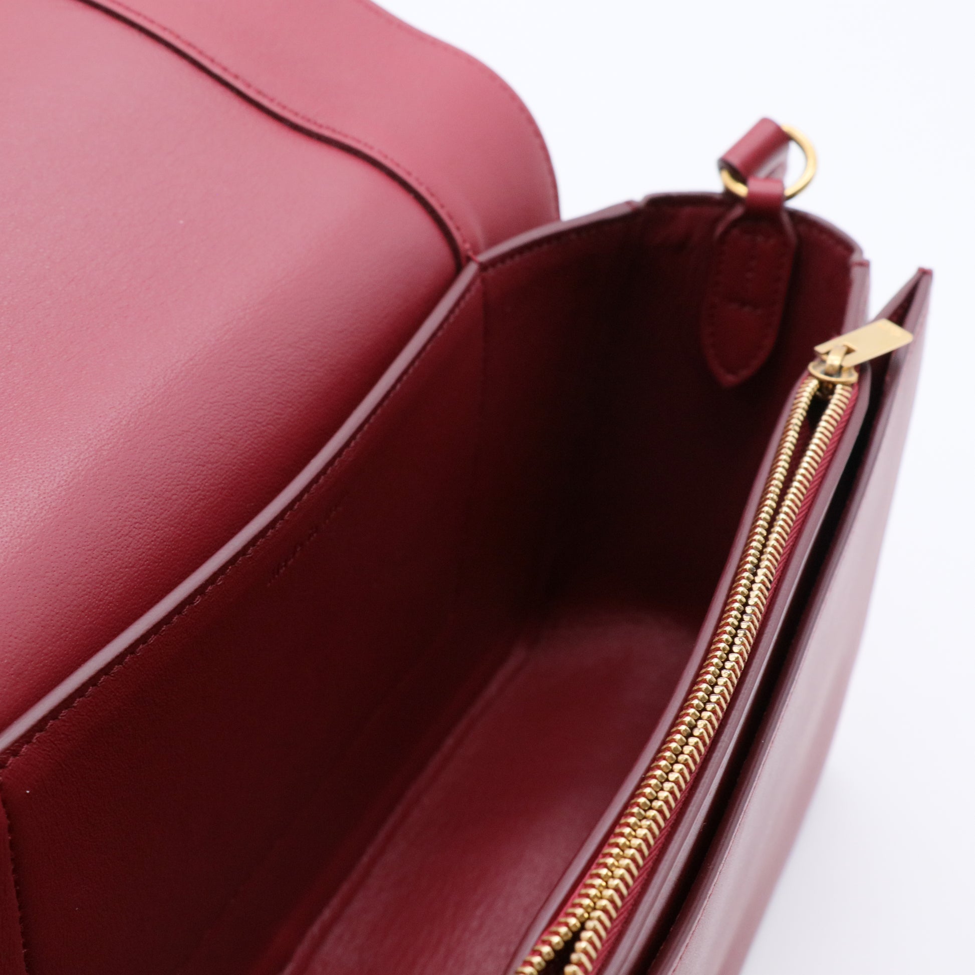 Shiny Smooth Calfskin Medium Frame Shoulder Bag Ruby Nude