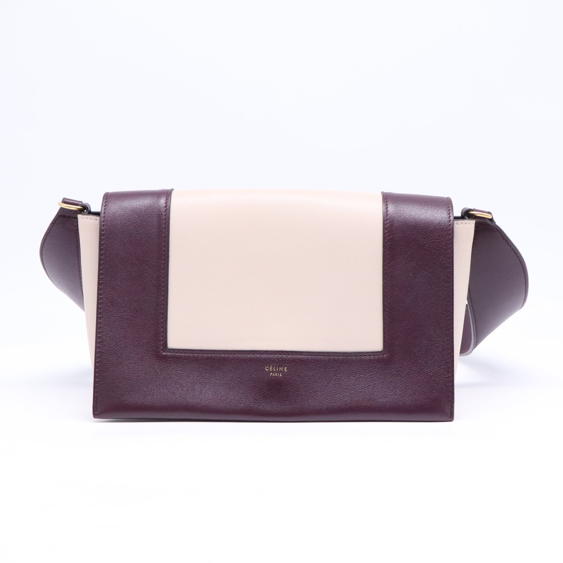 Shiny Smooth Calfskin Medium Frame Shoulder Bag Velvet Desert B21624