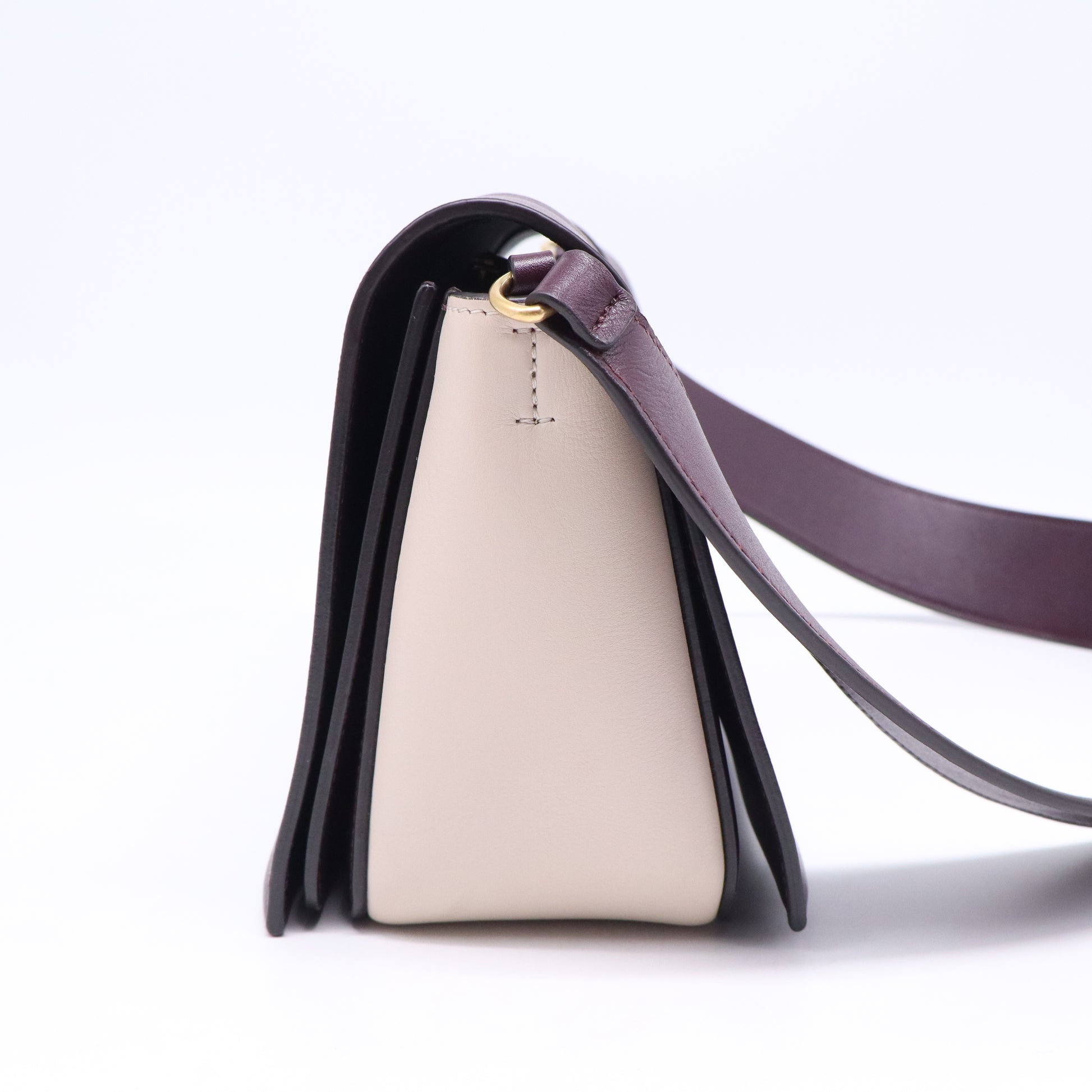 Shiny Smooth Calfskin Medium Frame Shoulder Bag Velvet Desert B21624