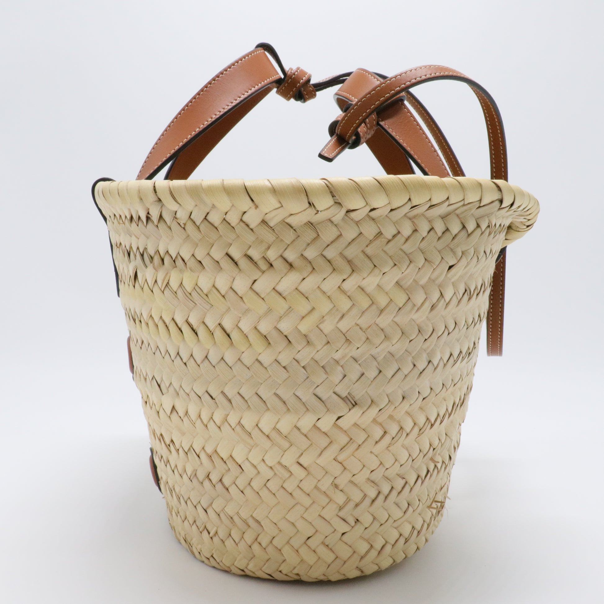 Raffia Calfskin Triomphe Teen Panier Tan