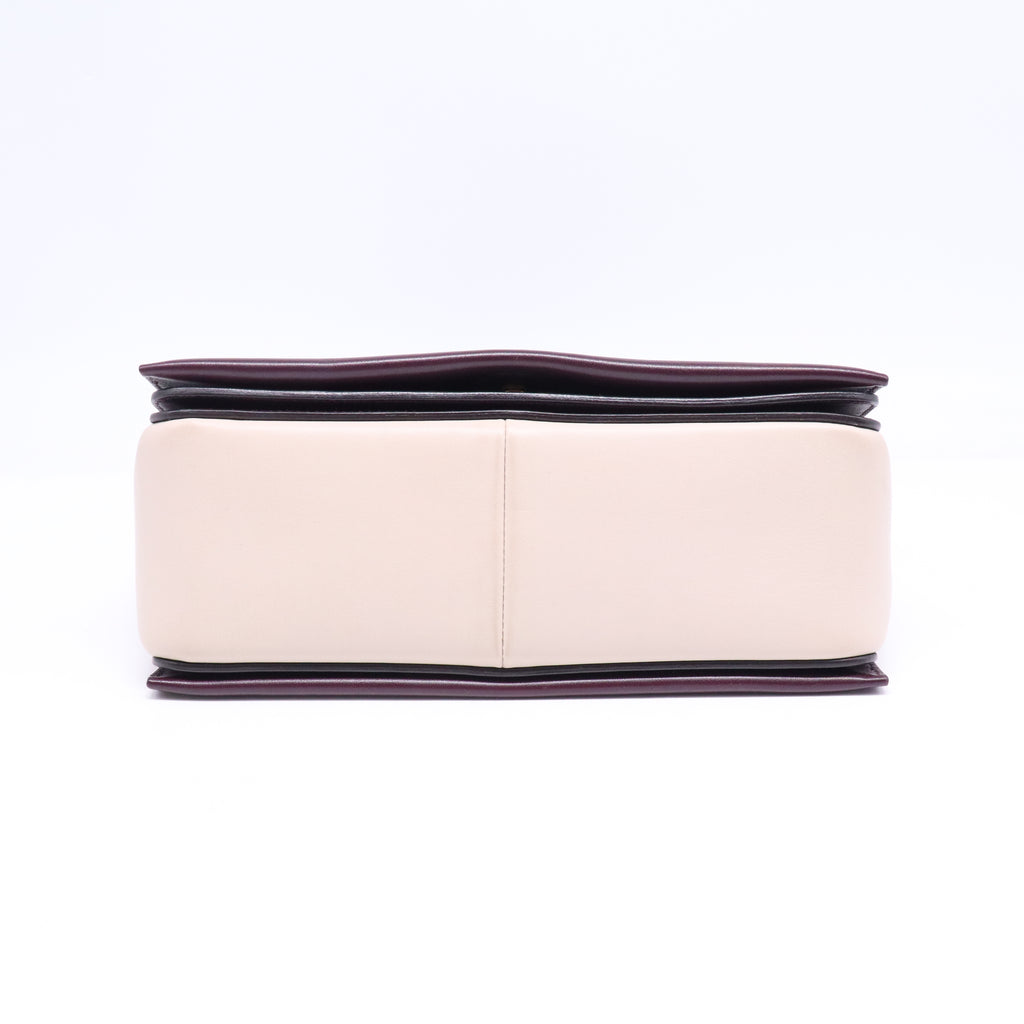Shiny Smooth Calfskin Medium Frame Shoulder Bag Velvet Desert B21624