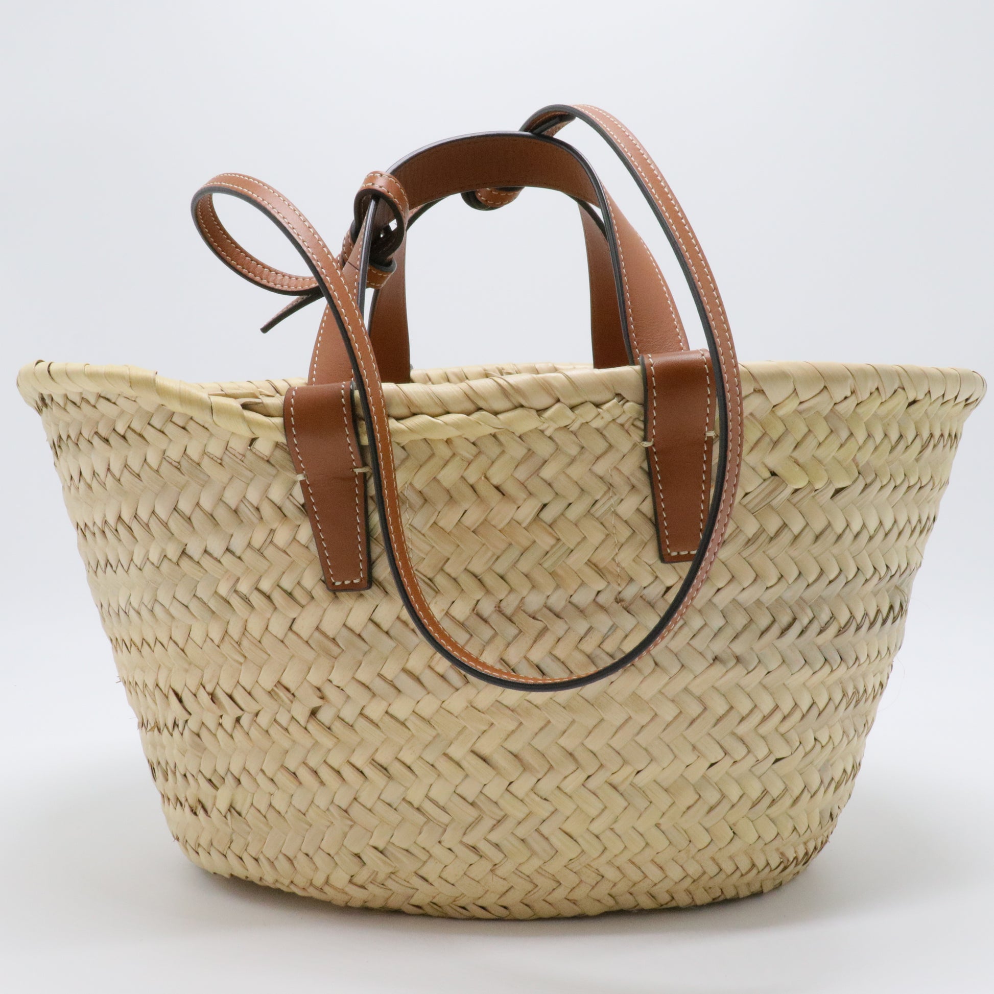Raffia Calfskin Triomphe Teen Panier Tan