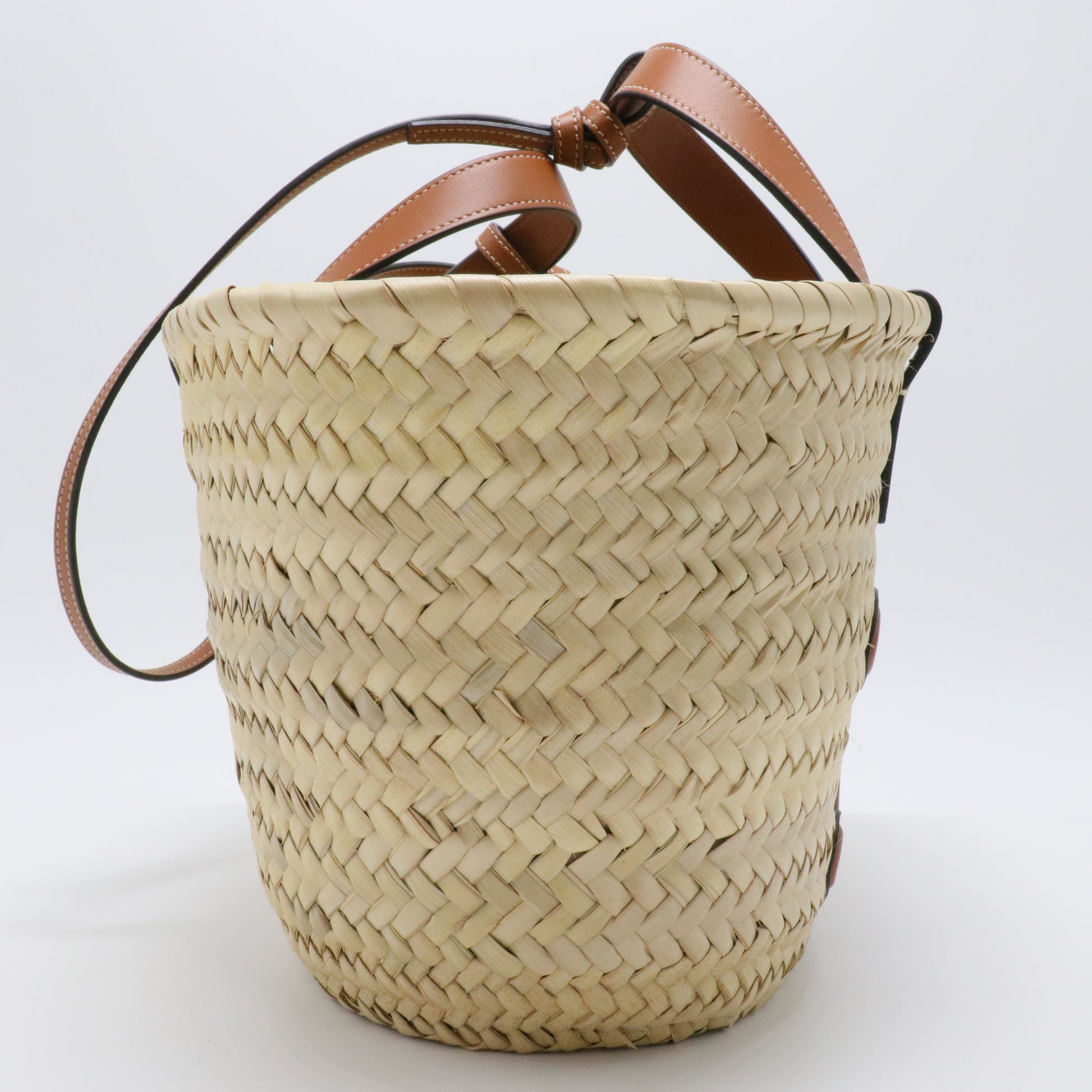 Raffia Calfskin Triomphe Teen Panier Tan