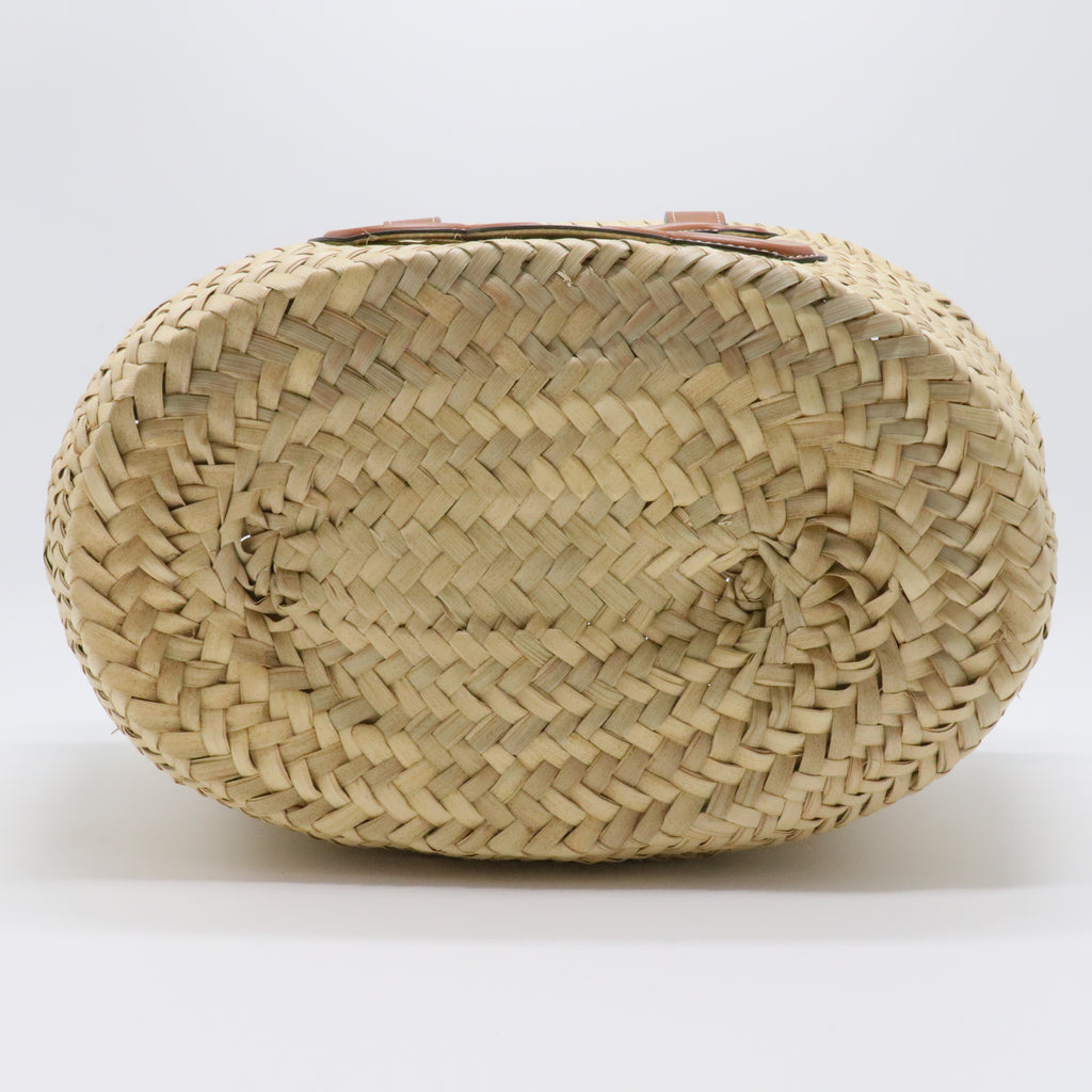 Raffia Calfskin Triomphe Teen Panier Tan