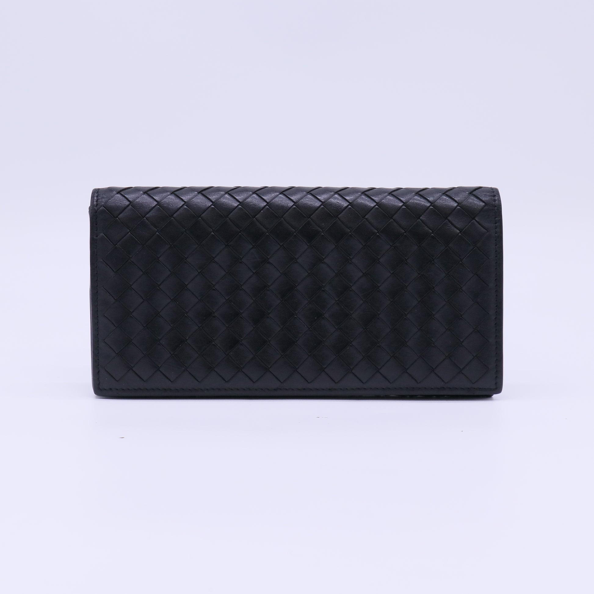 Bottega Veneta Intrecciato Nappa Continental Flap Wallet Black W22306