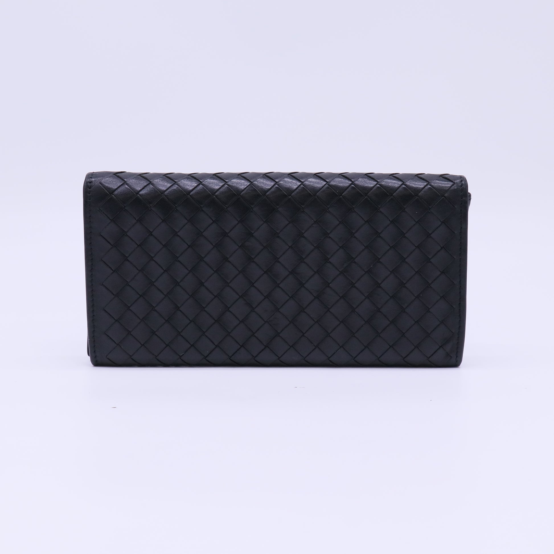 Bottega Veneta Intrecciato Nappa Continental Flap Wallet Black W22306