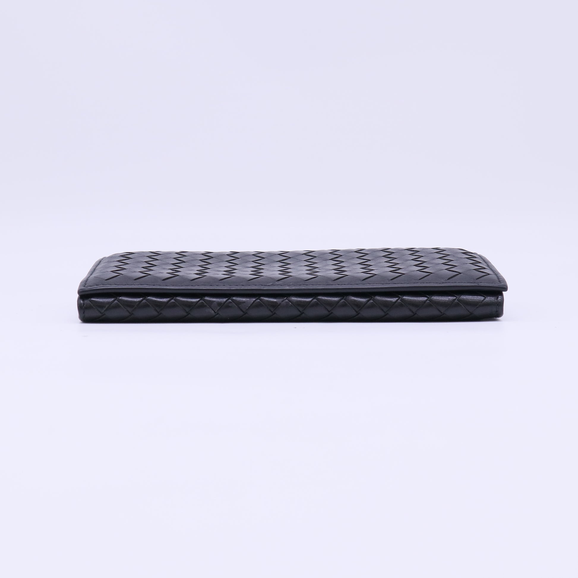 Bottega Veneta Intrecciato Nappa Continental Flap Wallet Black W22306