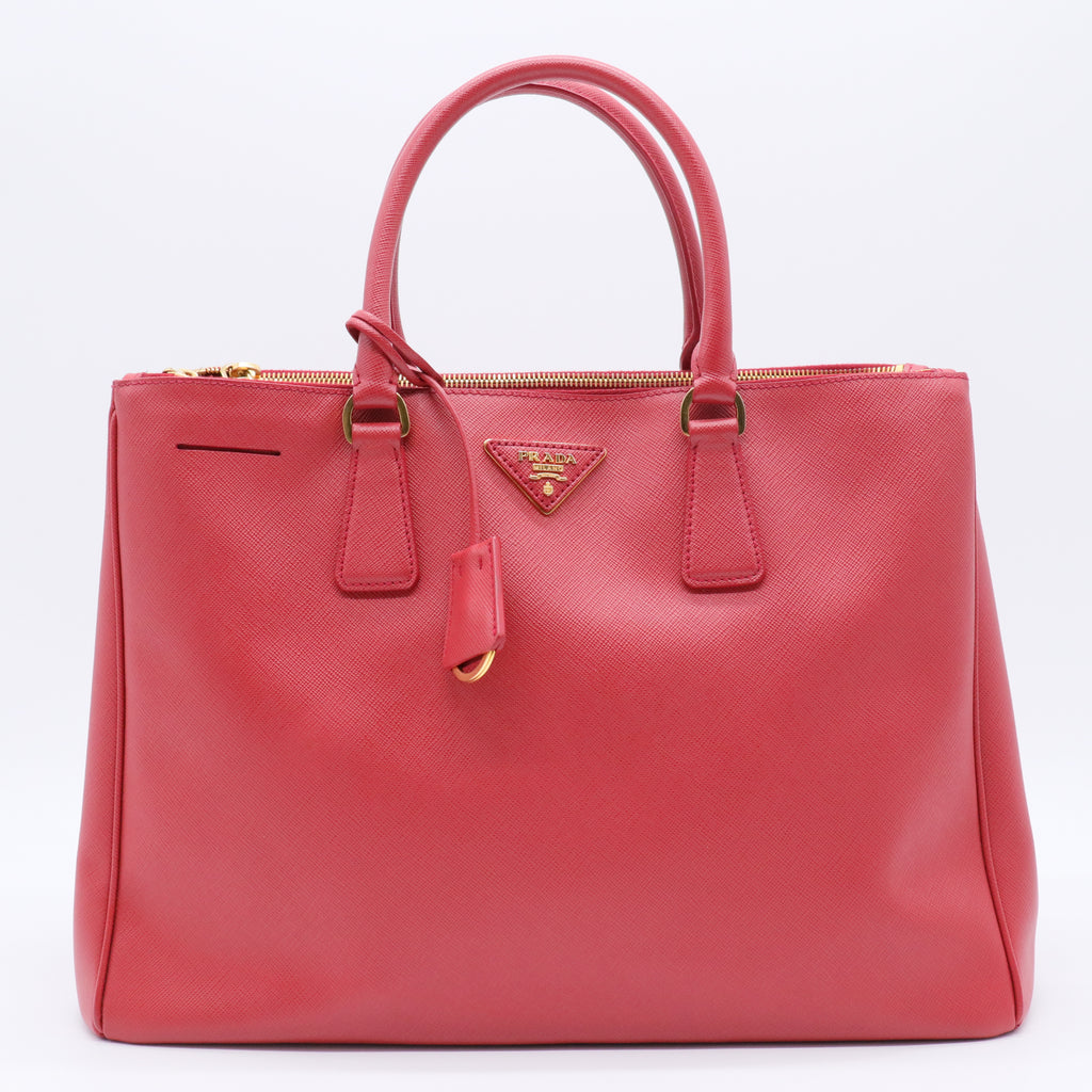 Saffiano Lux Large Galleria Double Zip Tote Fuoco
