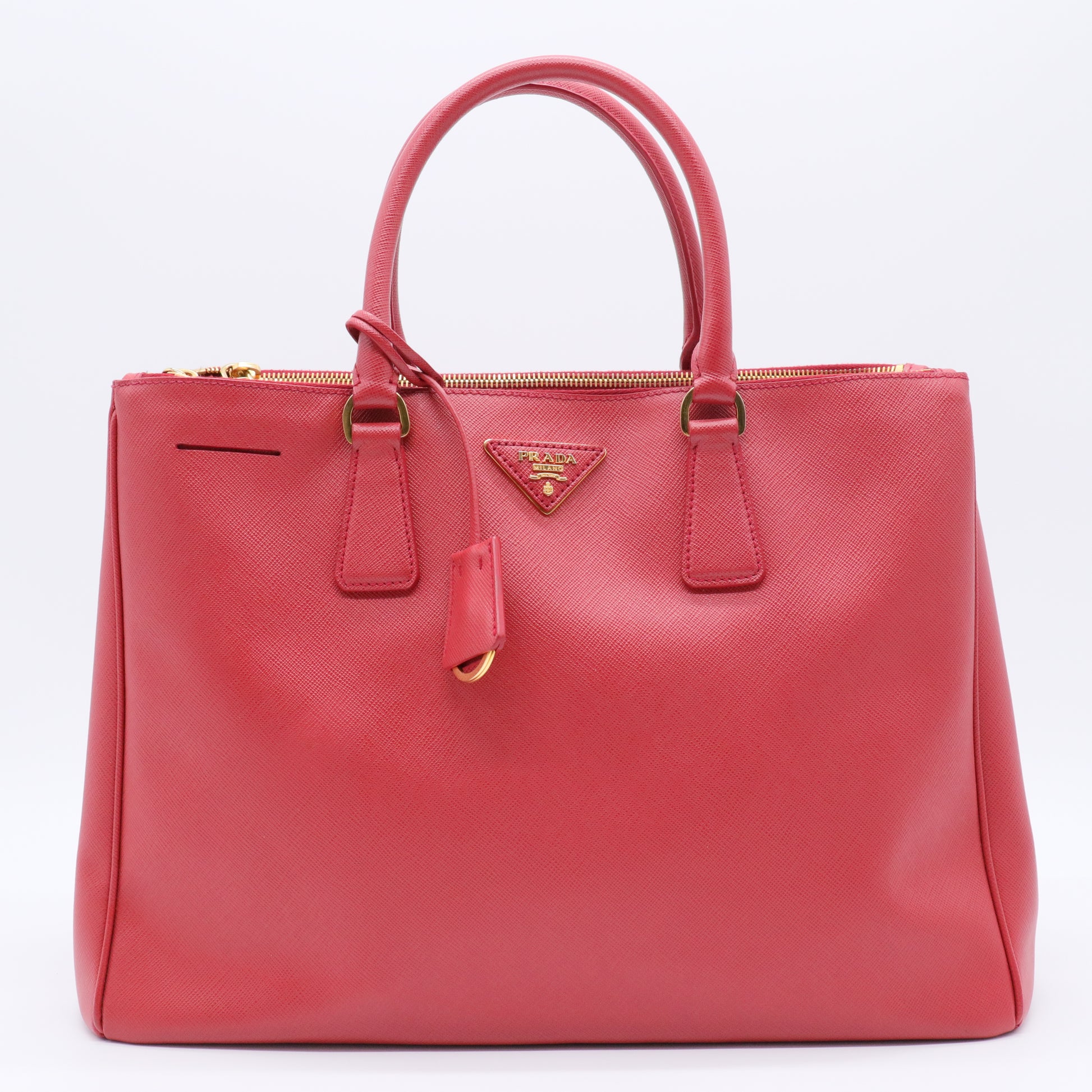Saffiano Lux Large Galleria Double Zip Tote Fuoco