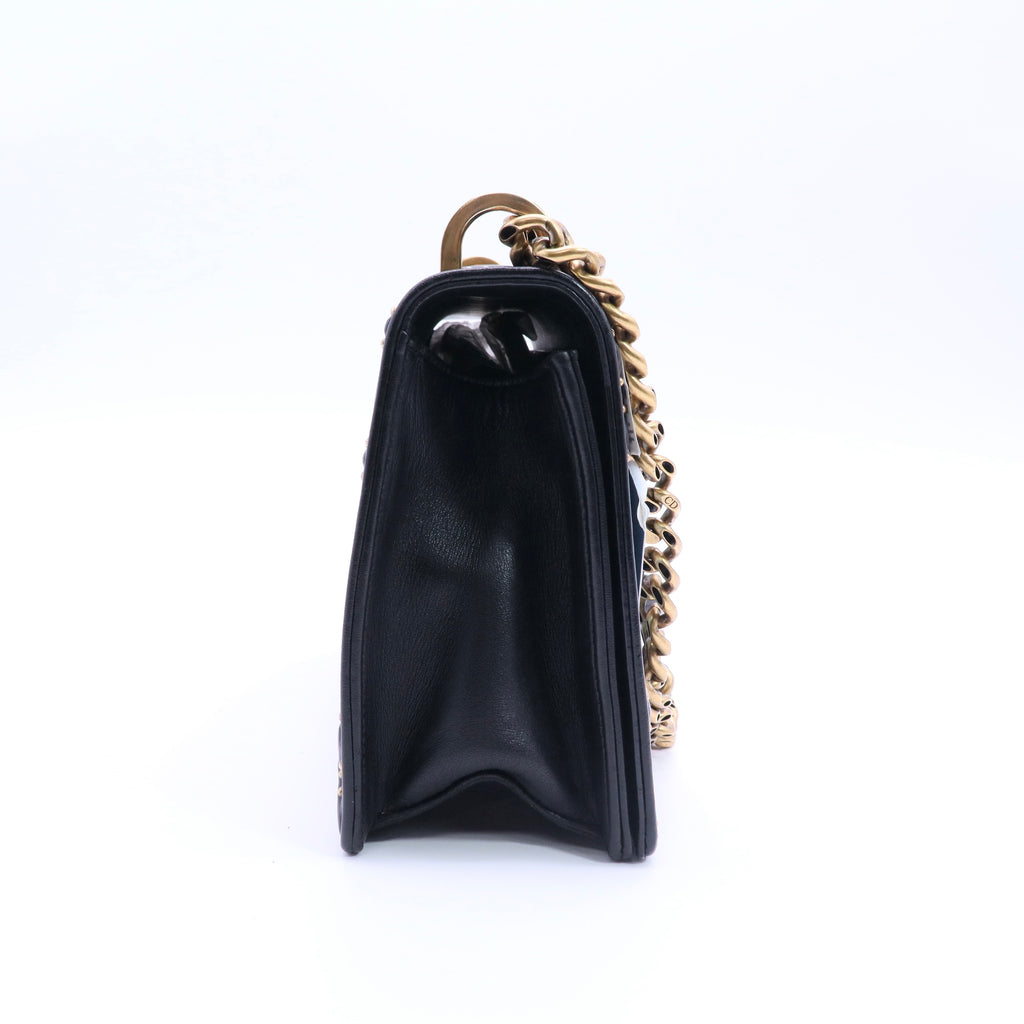 Lambskin Studded Medium Diorama Flap Bag Black twins