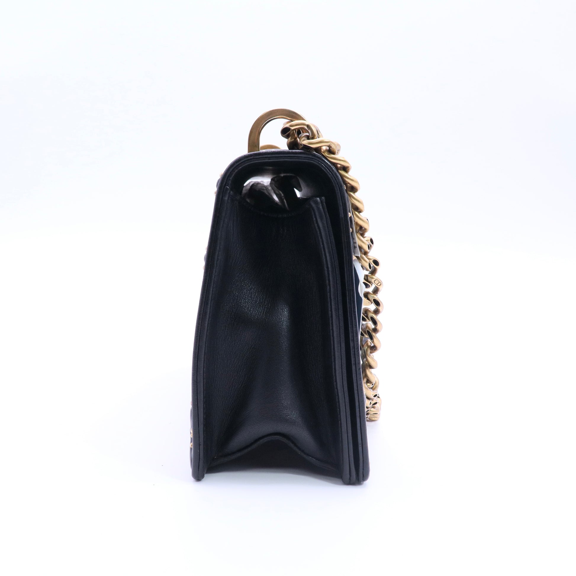 Lambskin Studded Medium Diorama Flap Bag Black twins