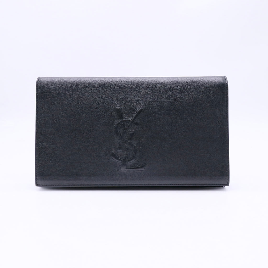 Yves Saint Laurent Black Textured Leather Belle de Jour Clutch Bag LDZ154