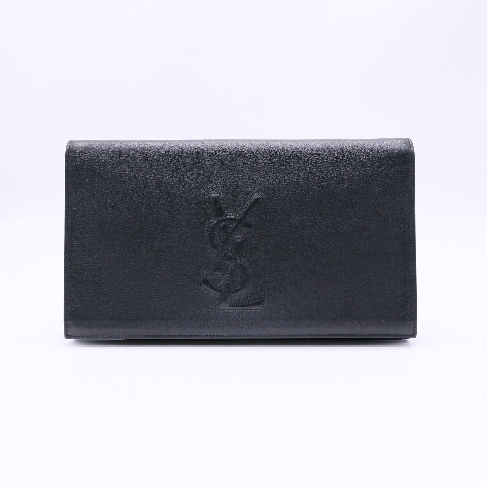 Yves Saint Laurent Black Textured Leather Belle de Jour Clutch Bag LDZ154