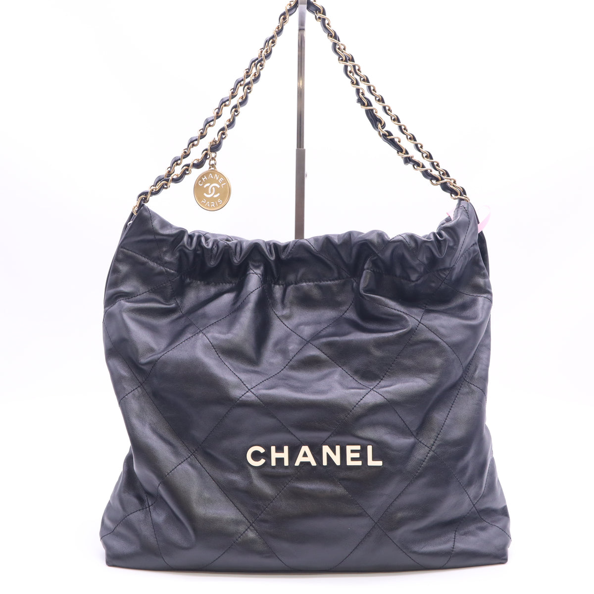 CHANEL 22 Handbag Shiny Calfskin & Gold-Tone Metal  Black Twins LDJ6617