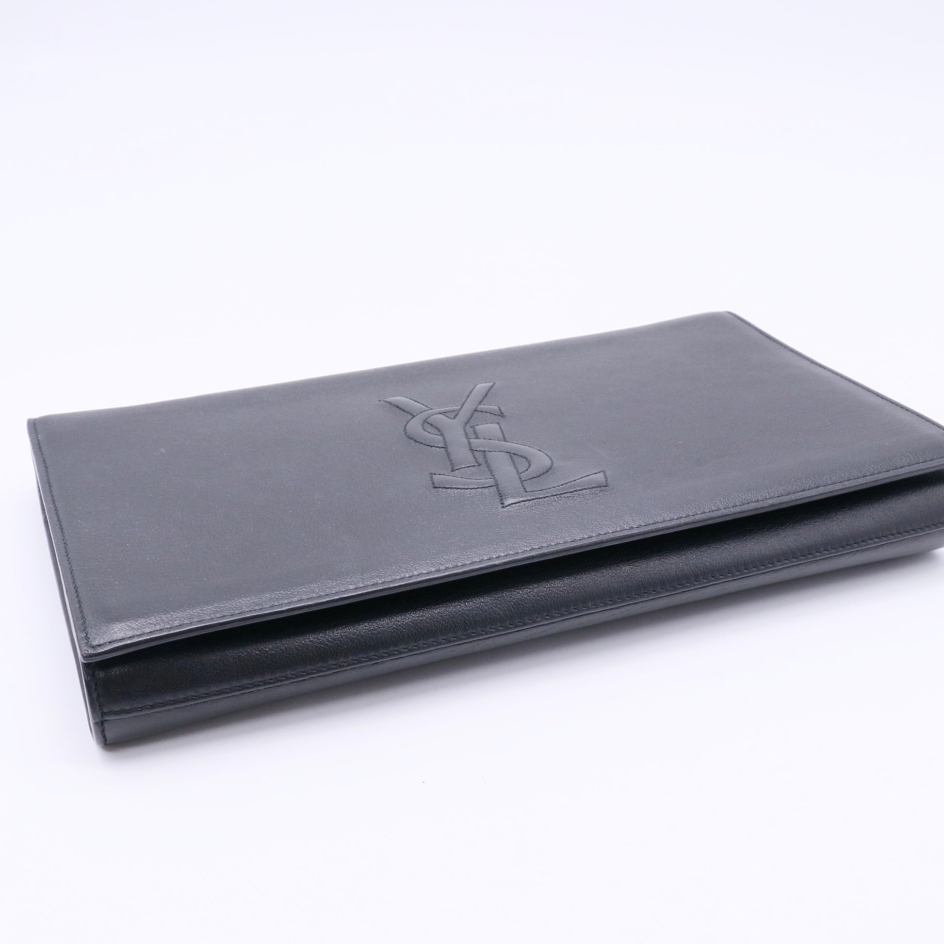 Yves Saint Laurent Black Textured Leather Belle de Jour Clutch Bag LDZ154