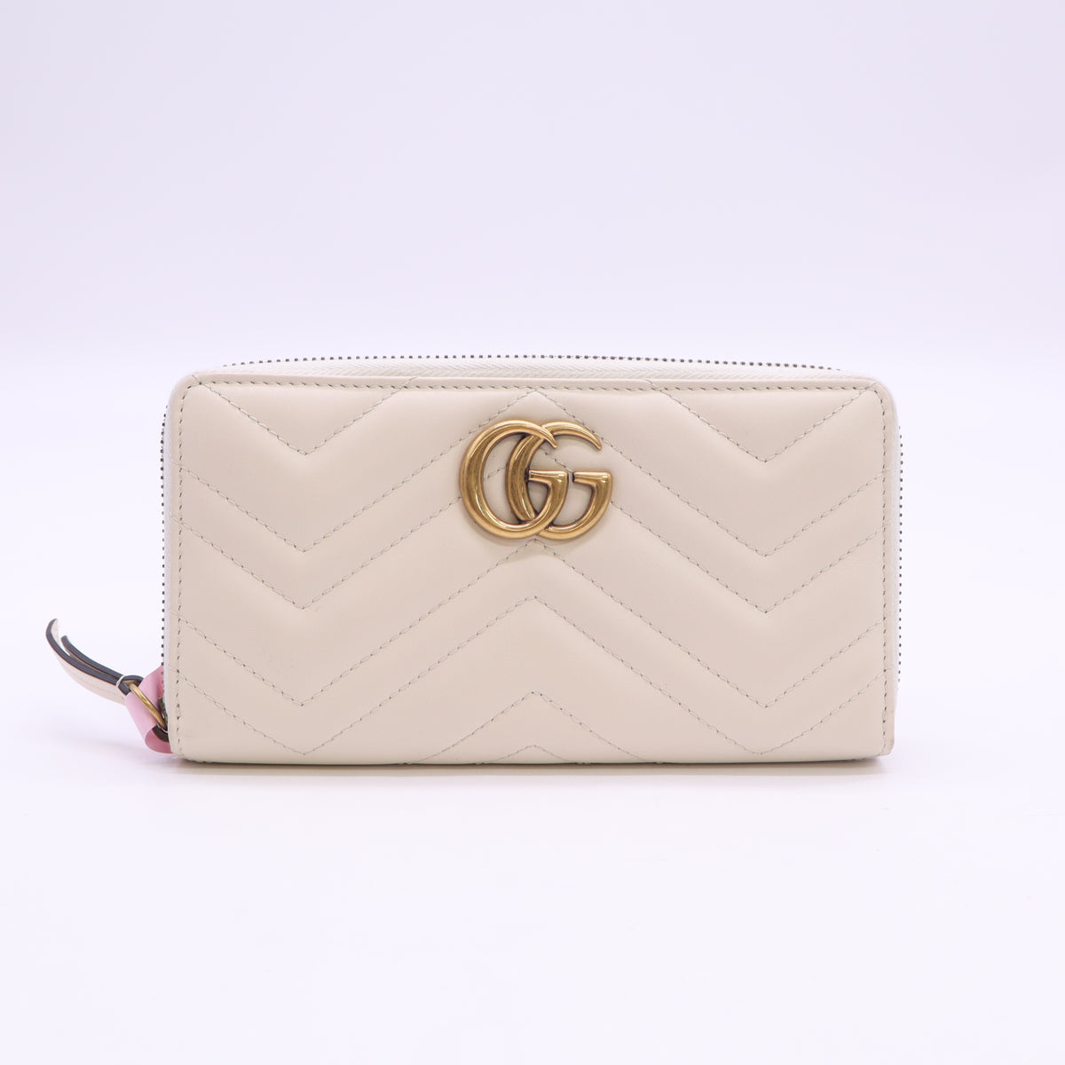 Gucci GG Marmont Matelasse Zip Around Wallet White Twins LDJ6620