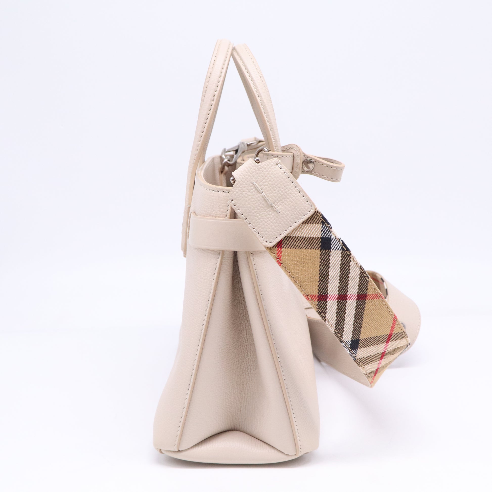Grainy Calfskin House Check Small Banner Tote B21878