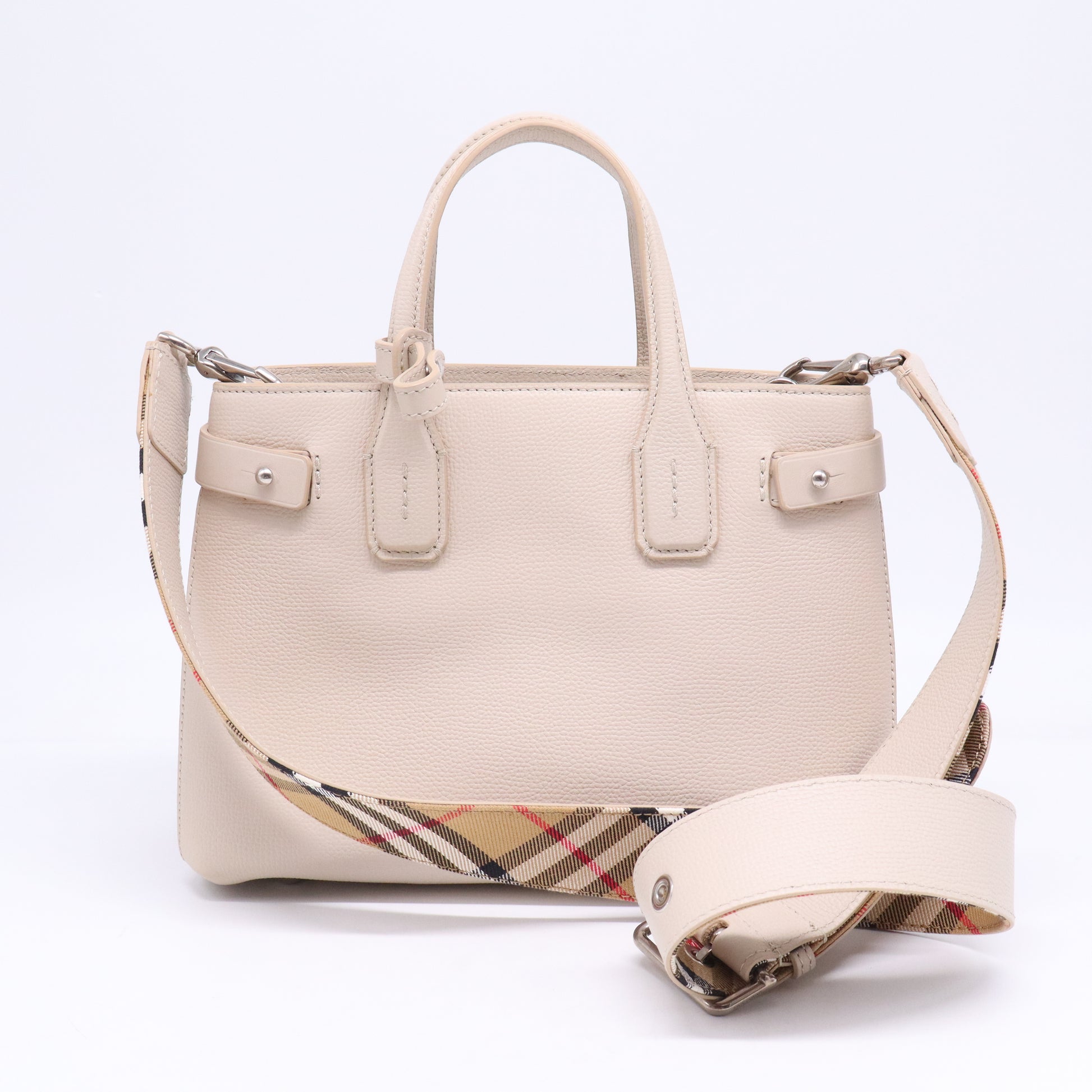 Grainy Calfskin House Check Small Banner Tote B21878