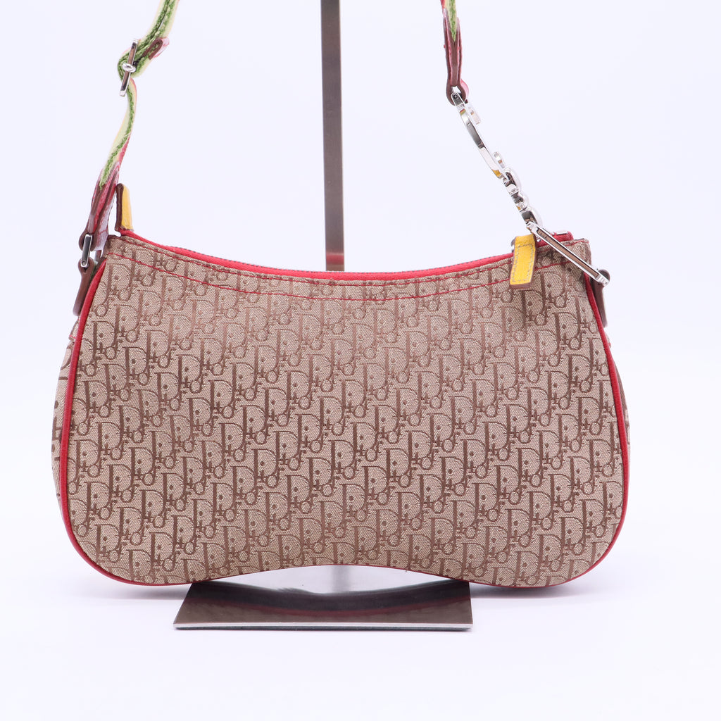 Vintage Rasta Saddle Messenger Bag Diorissimo Canvas Medium B12385
