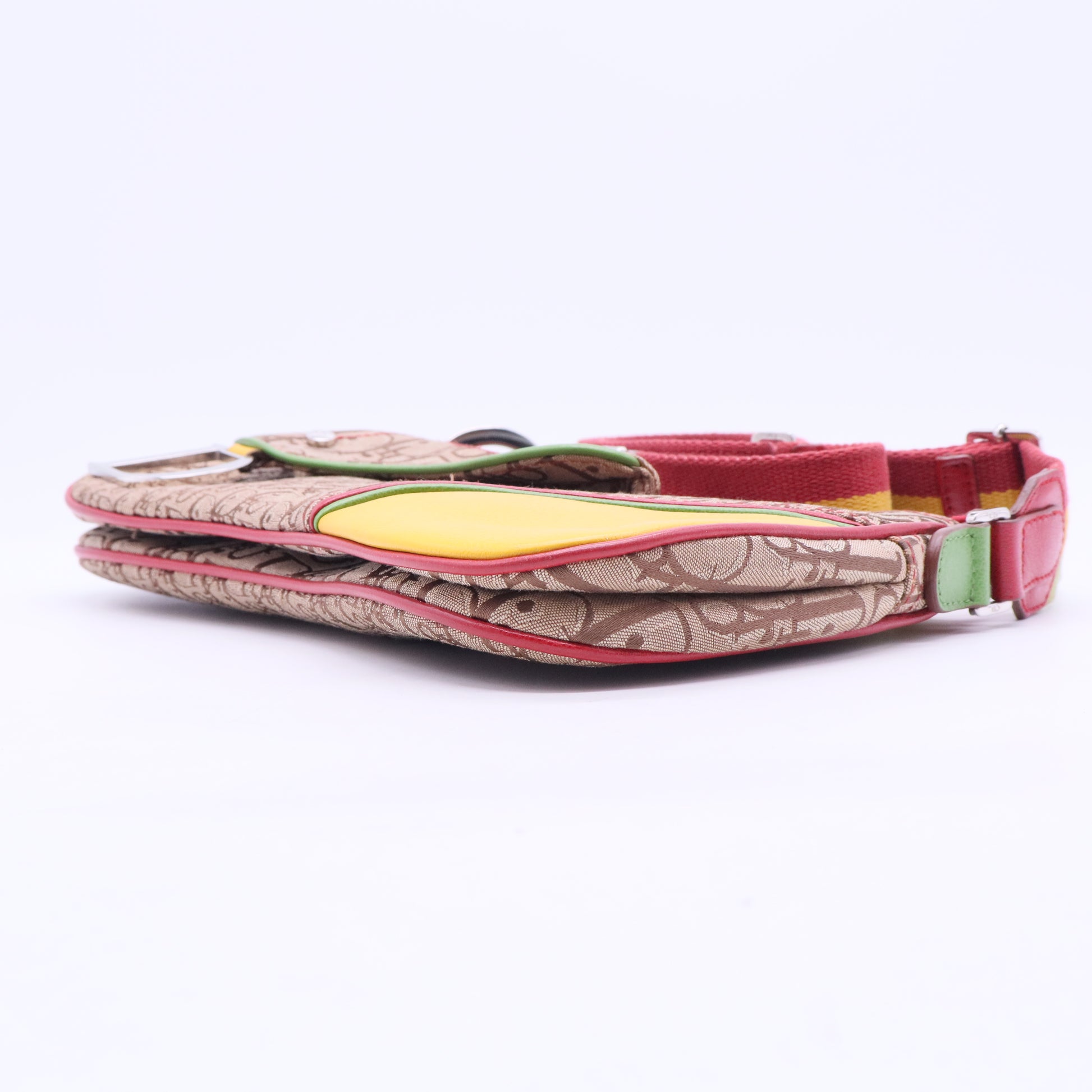 Vintage Rasta Saddle Messenger Bag Diorissimo Canvas Medium B12385
