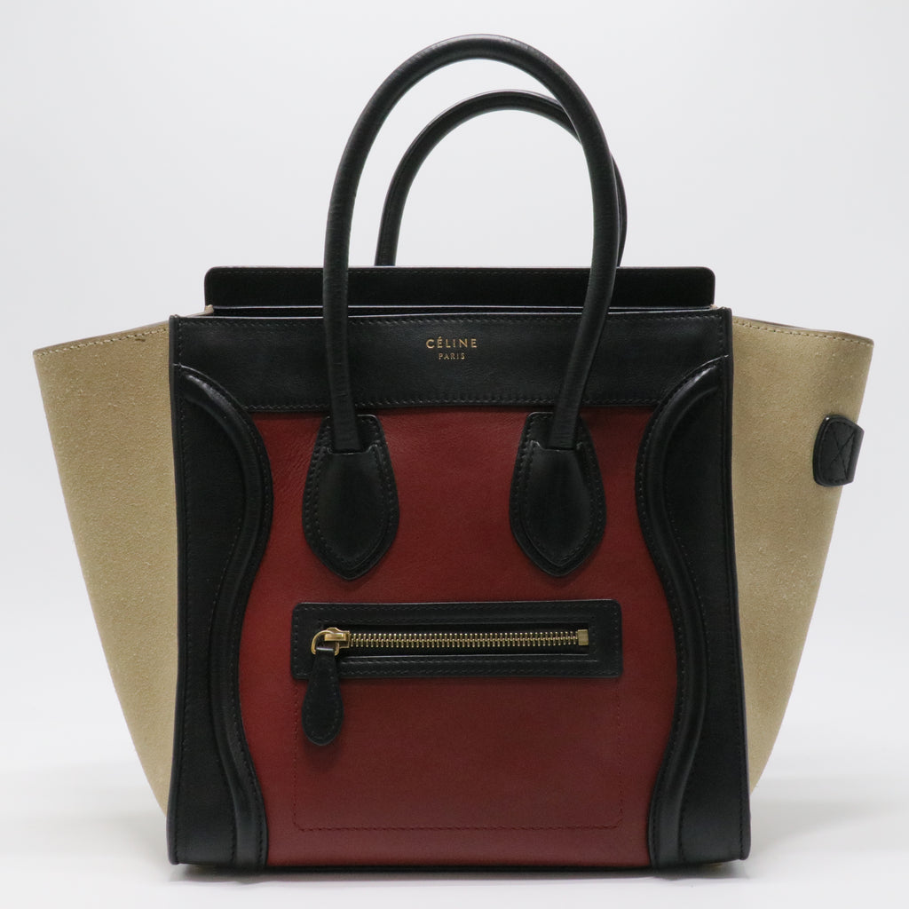 Tricolor Luggage Bag Canvas and Leather Micro