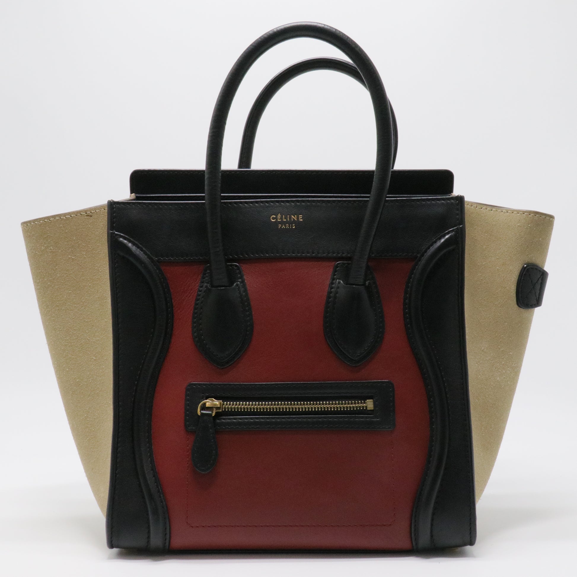 Tricolor Luggage Bag Canvas and Leather Micro
