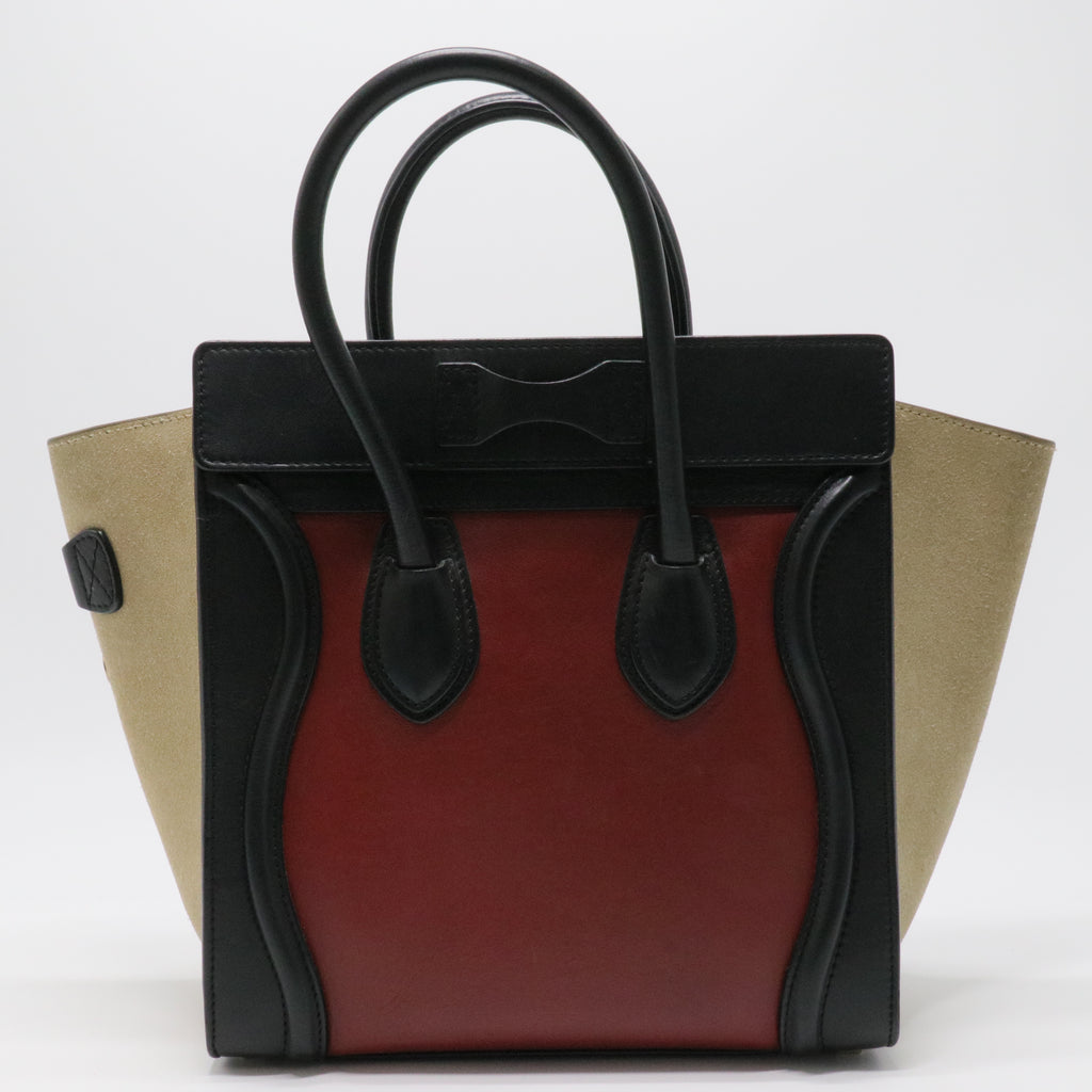 Tricolor Luggage Bag Canvas and Leather Micro