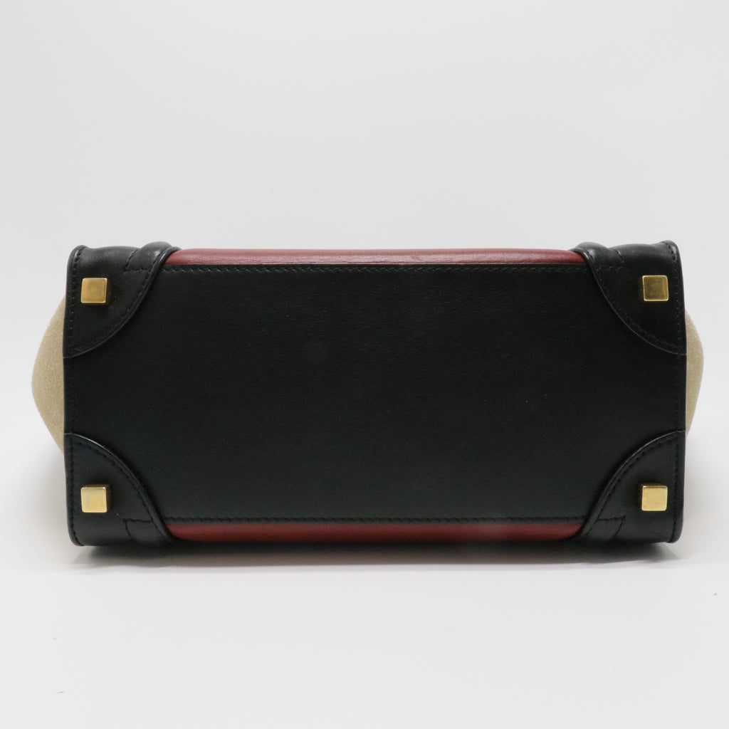 Tricolor Luggage Bag Canvas and Leather Micro