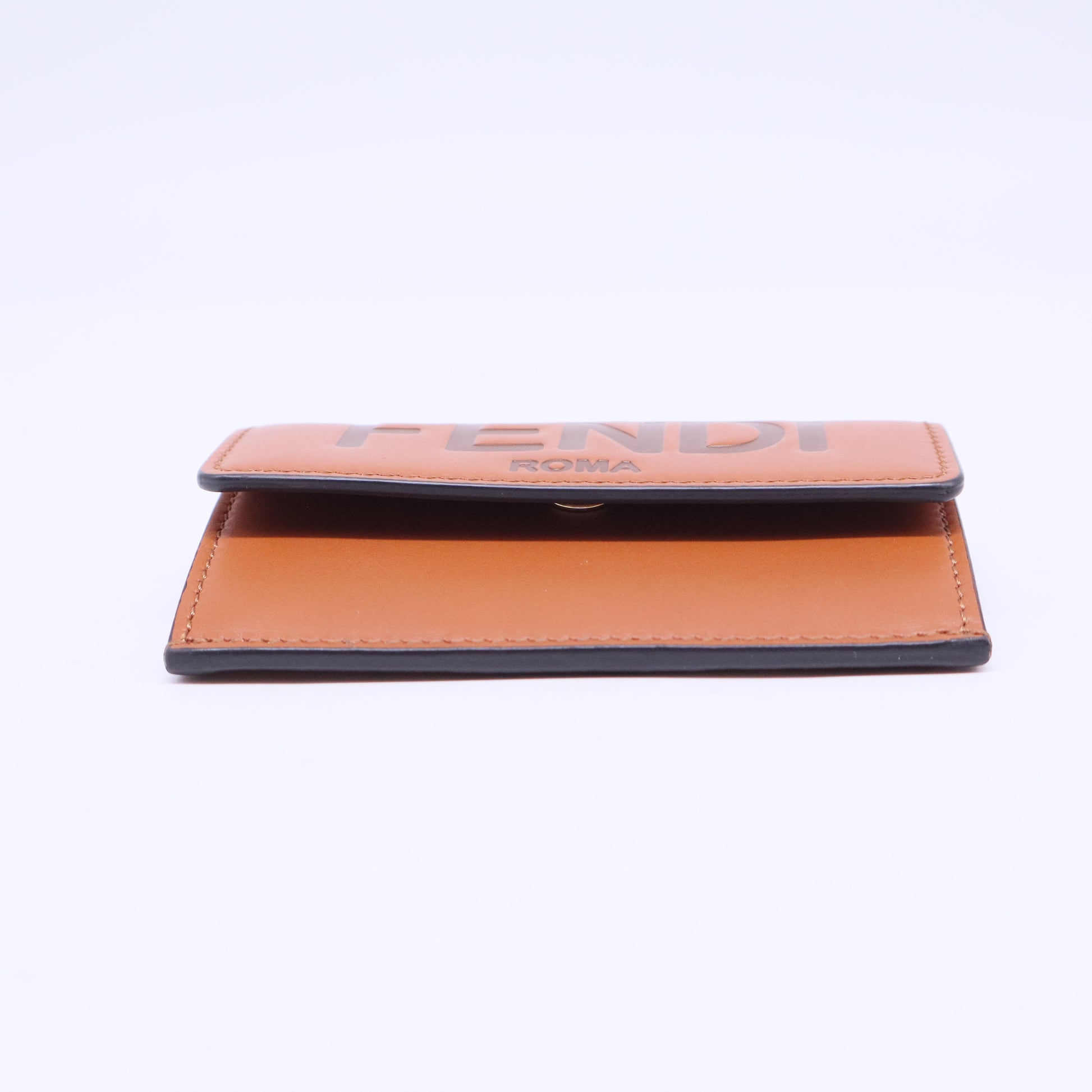 Vitello King Tamponato Logo Embossed Fold Over Card Holder Wallet W20605