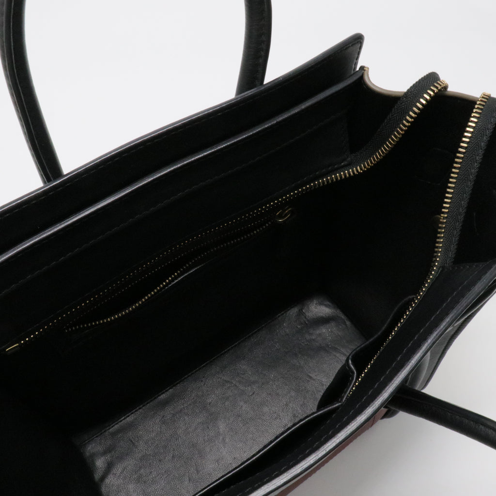 Tricolor Luggage Bag Canvas and Leather Micro