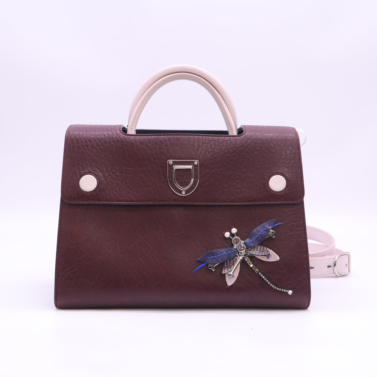Christian Dior Dragonfly Appliqué Grained Buffalo Diorever Bag twins B24367