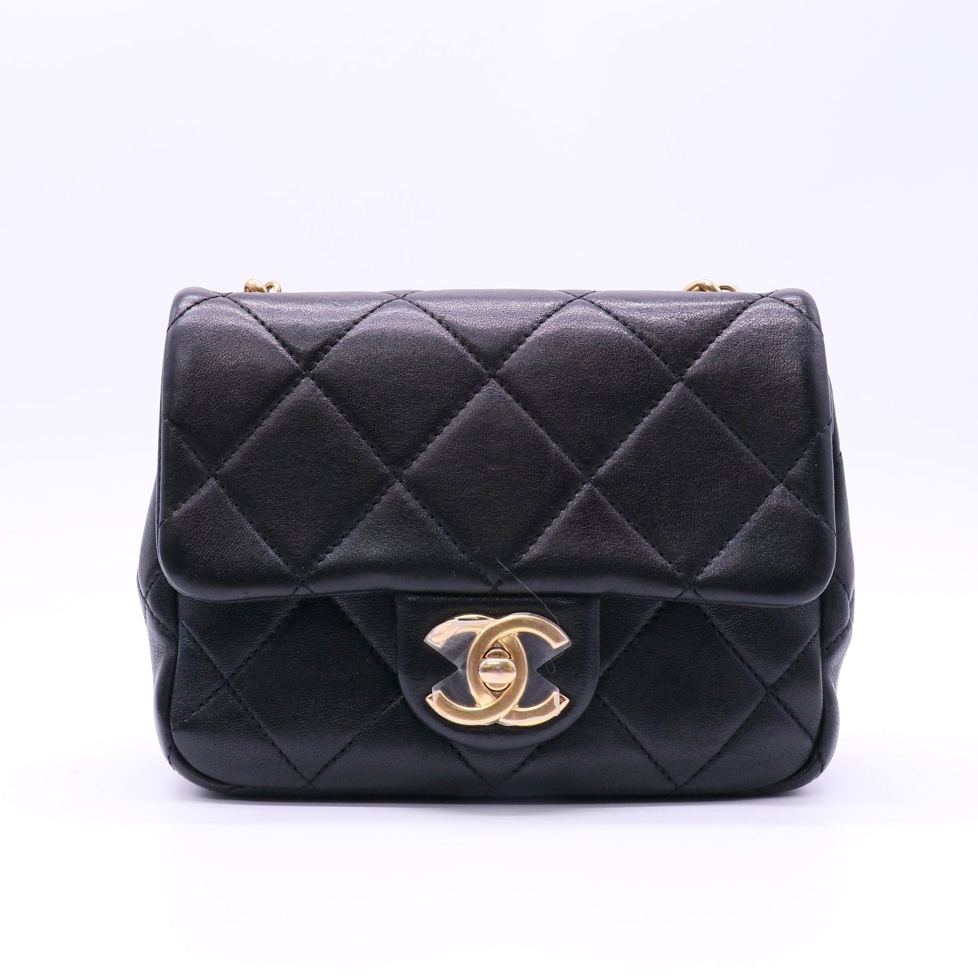 Oval Logo Chain Handle Flap Bag Quilted Lambskin Mini Twins LDZ146