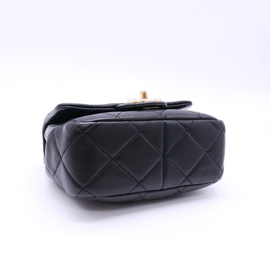 Oval Logo Chain Handle Flap Bag Quilted Lambskin Mini Twins LDZ146
