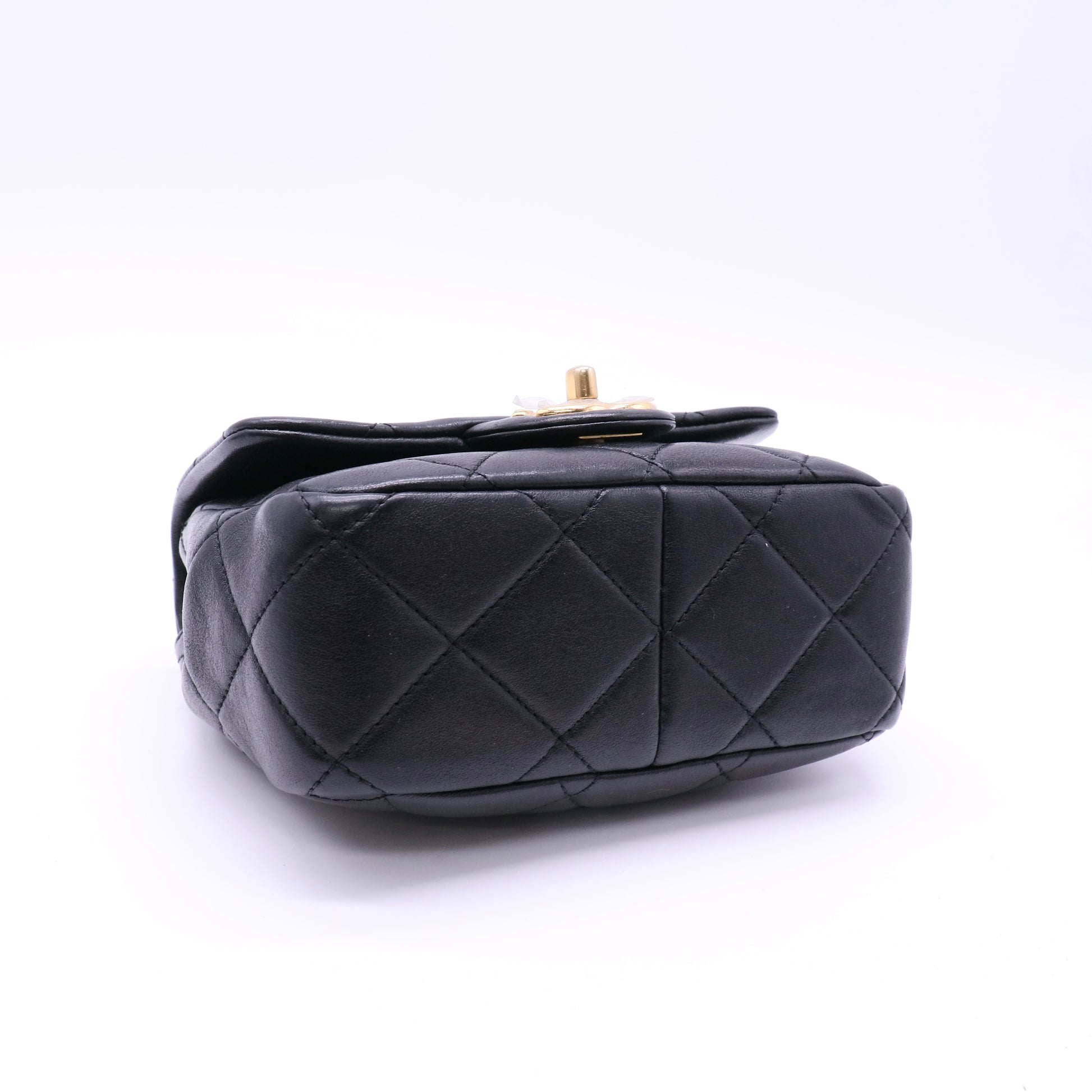 Oval Logo Chain Handle Flap Bag Quilted Lambskin Mini Twins LDZ146