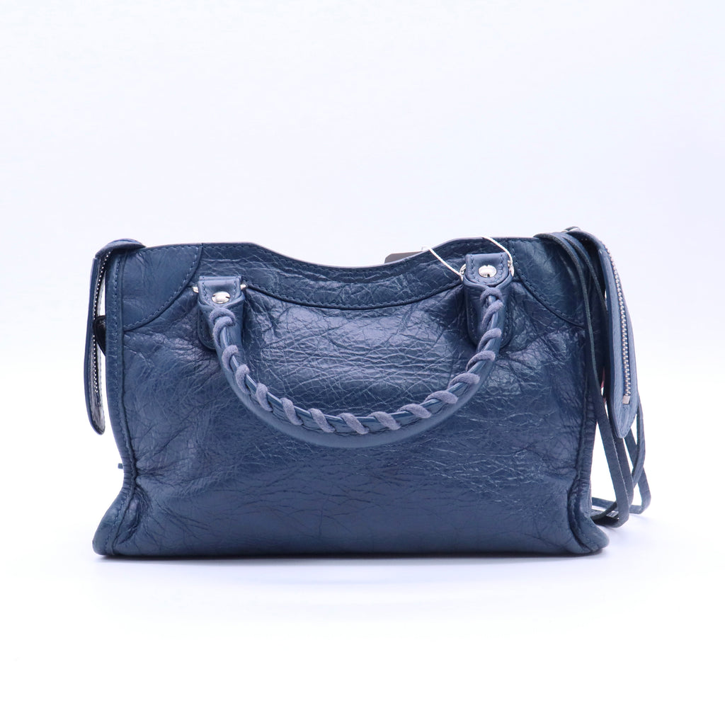 Blue Leather Mini Classic City Bag twins