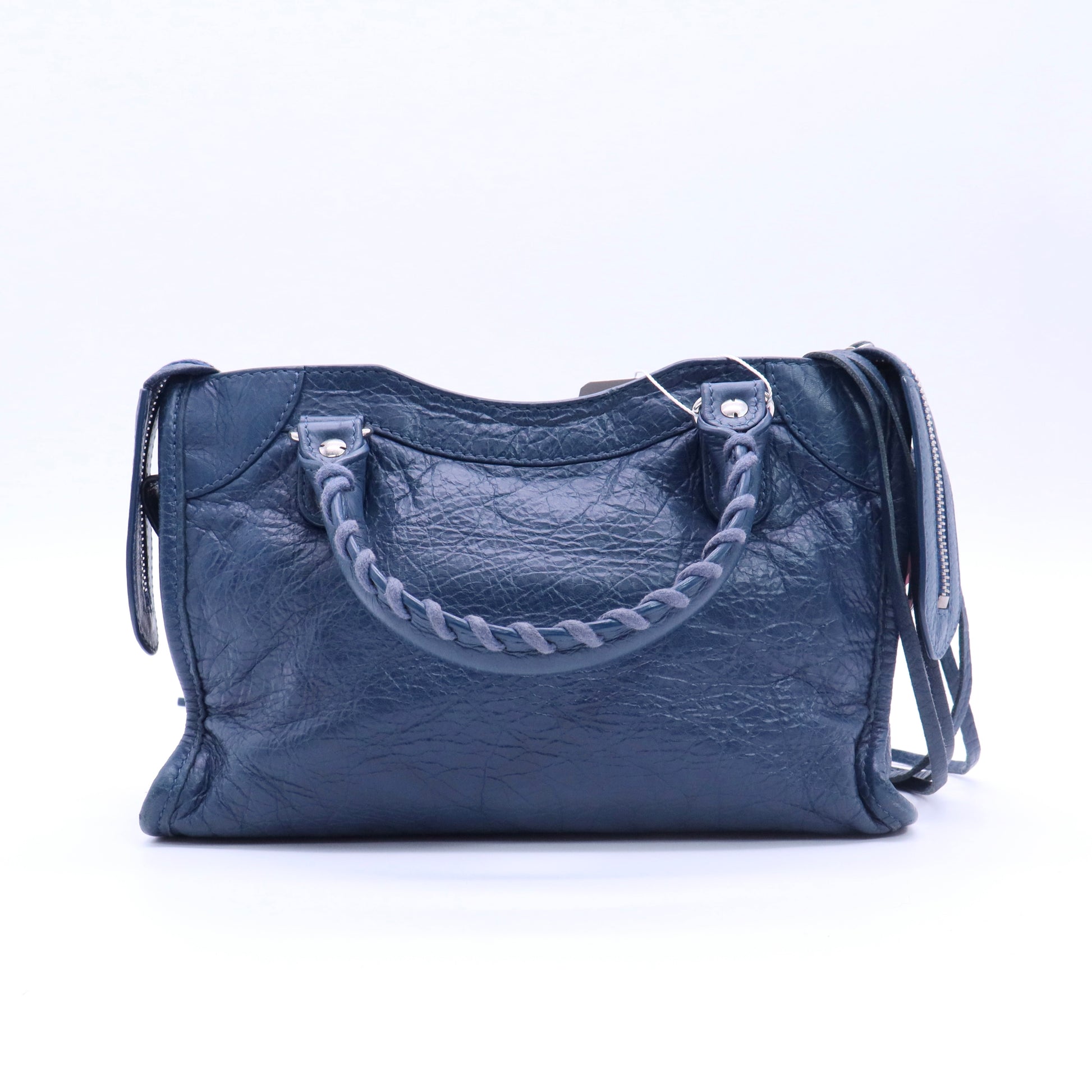 Blue Leather Mini Classic City Bag twins