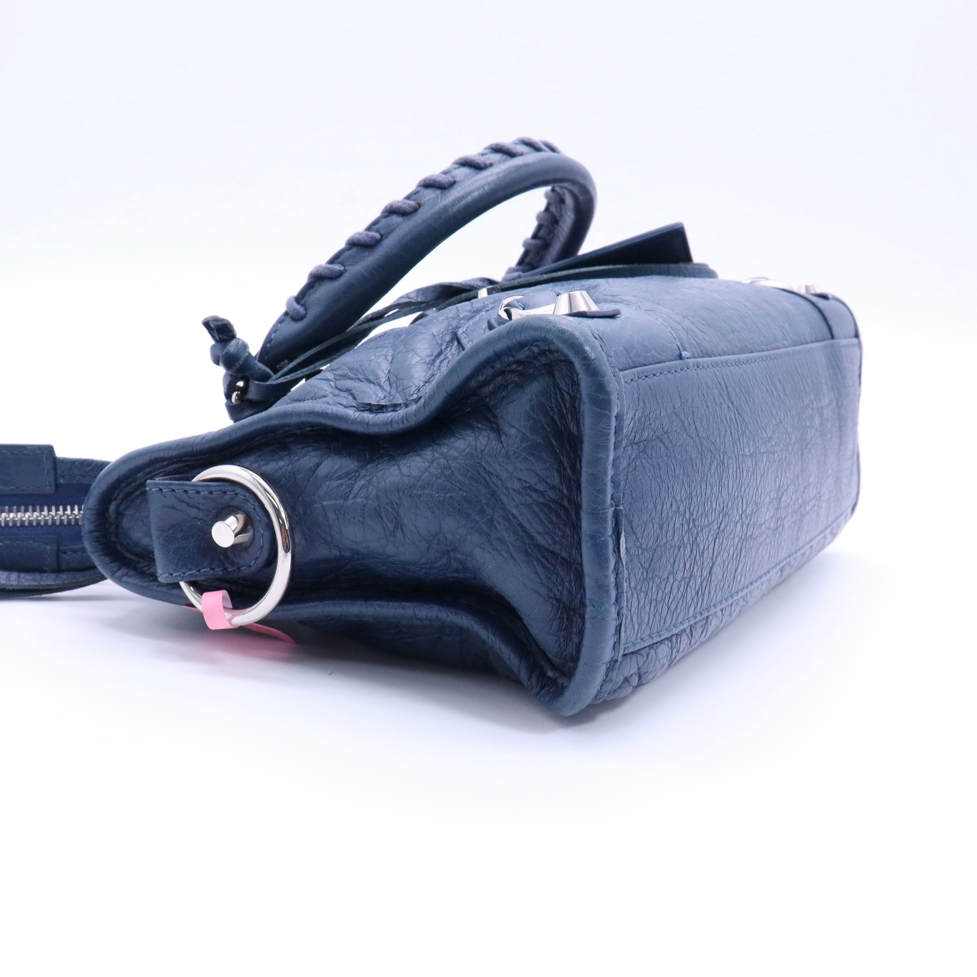 Blue Leather Mini Classic City Bag twins