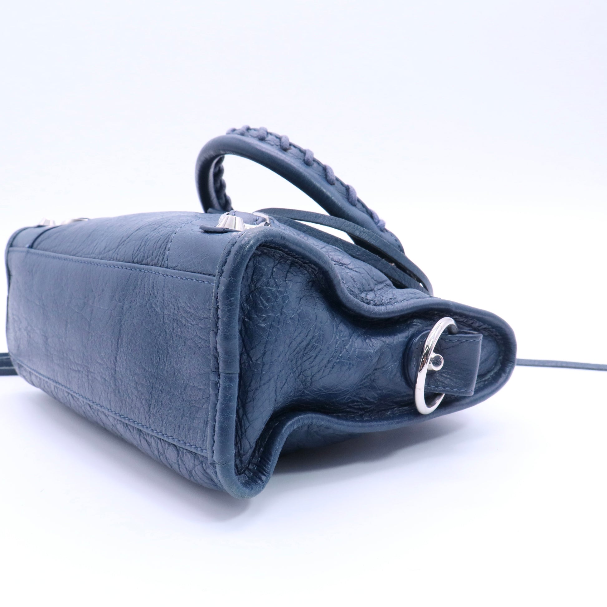 Blue Leather Mini Classic City Bag twins