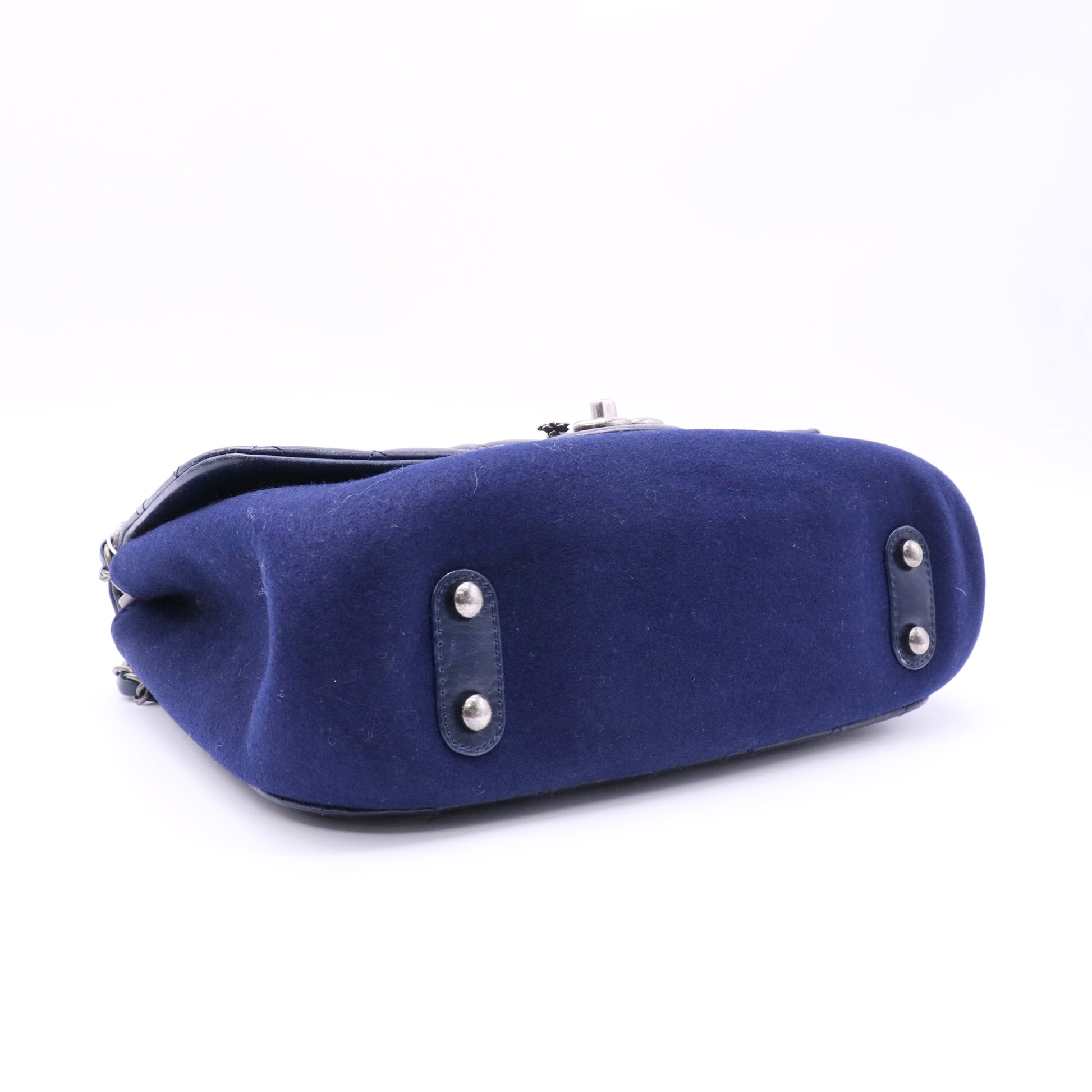 Chanel Dark Blue Quilted Lambskin Leather Classic New Flap Bag LDZ155